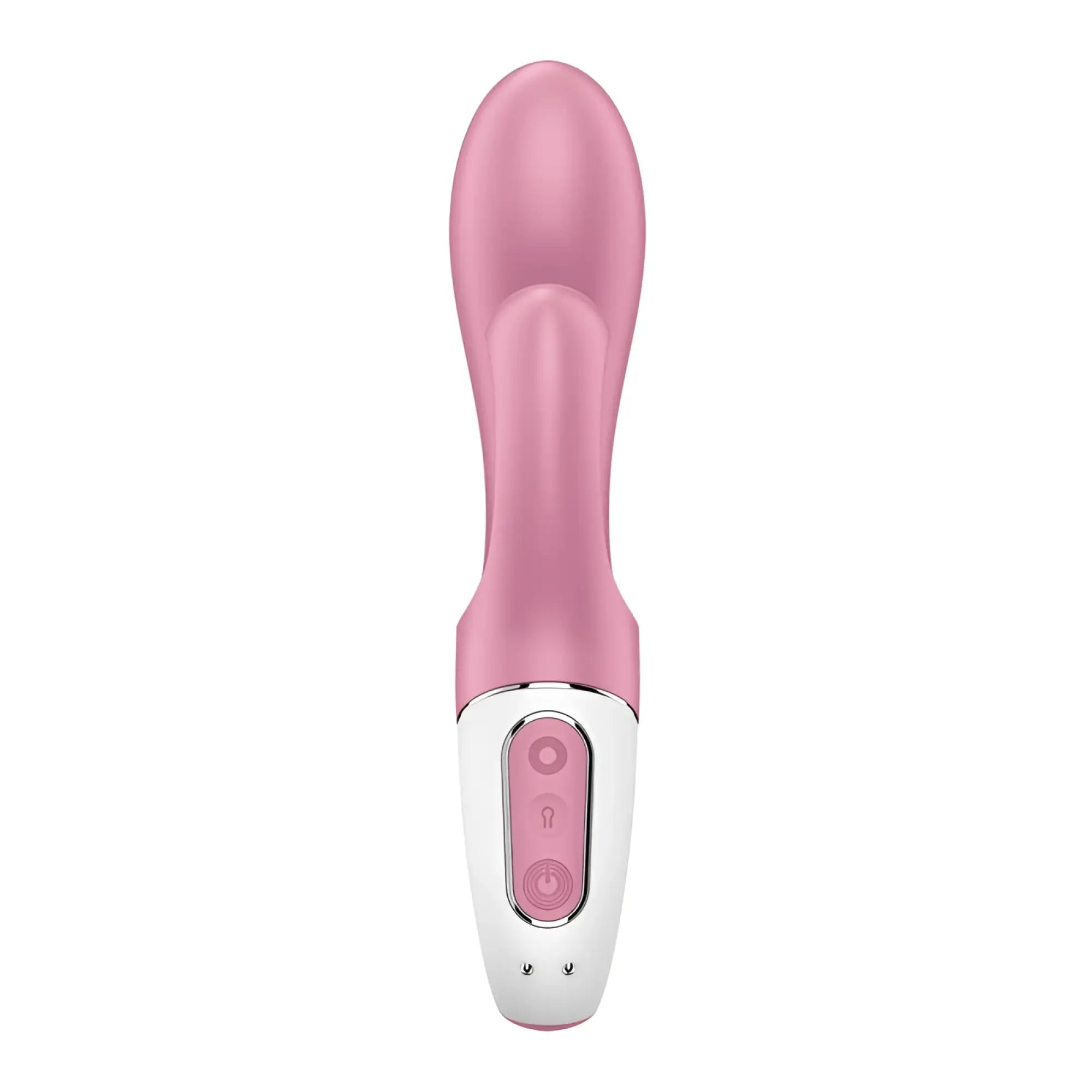 Pink and white silicone vibrato wand with sleek ergonomic design from satisyer air pump bunny 2 pink product line