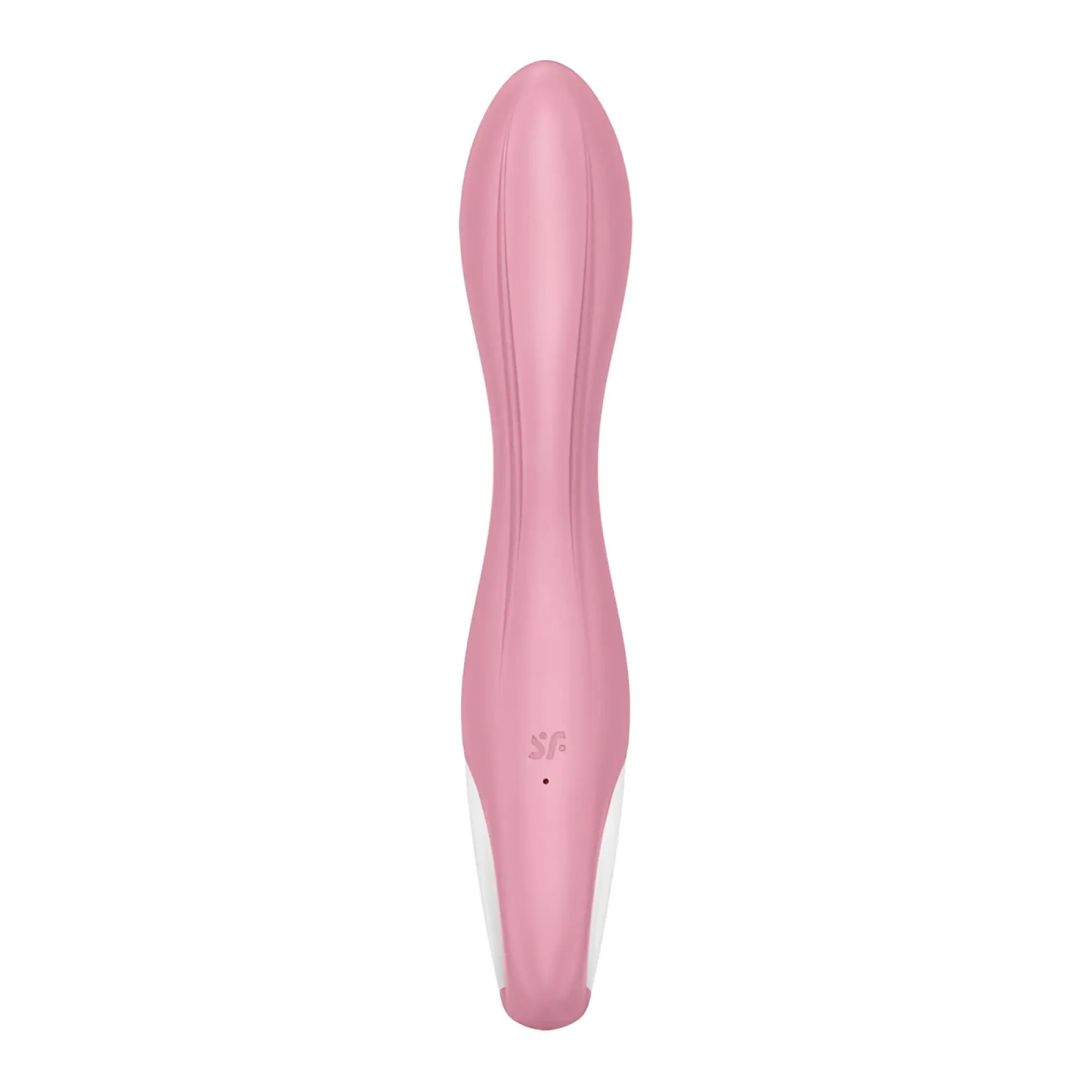 Satisfyer satisfyer air pump vibrator 2 light red pink silicone wand with smooth tapered design and vertical grooves