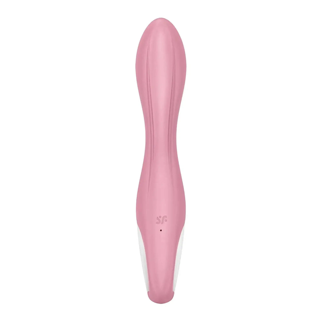 Satisfyer satisfyer air pump vibrator 2 light red pink silicone wand with smooth tapered design and vertical grooves