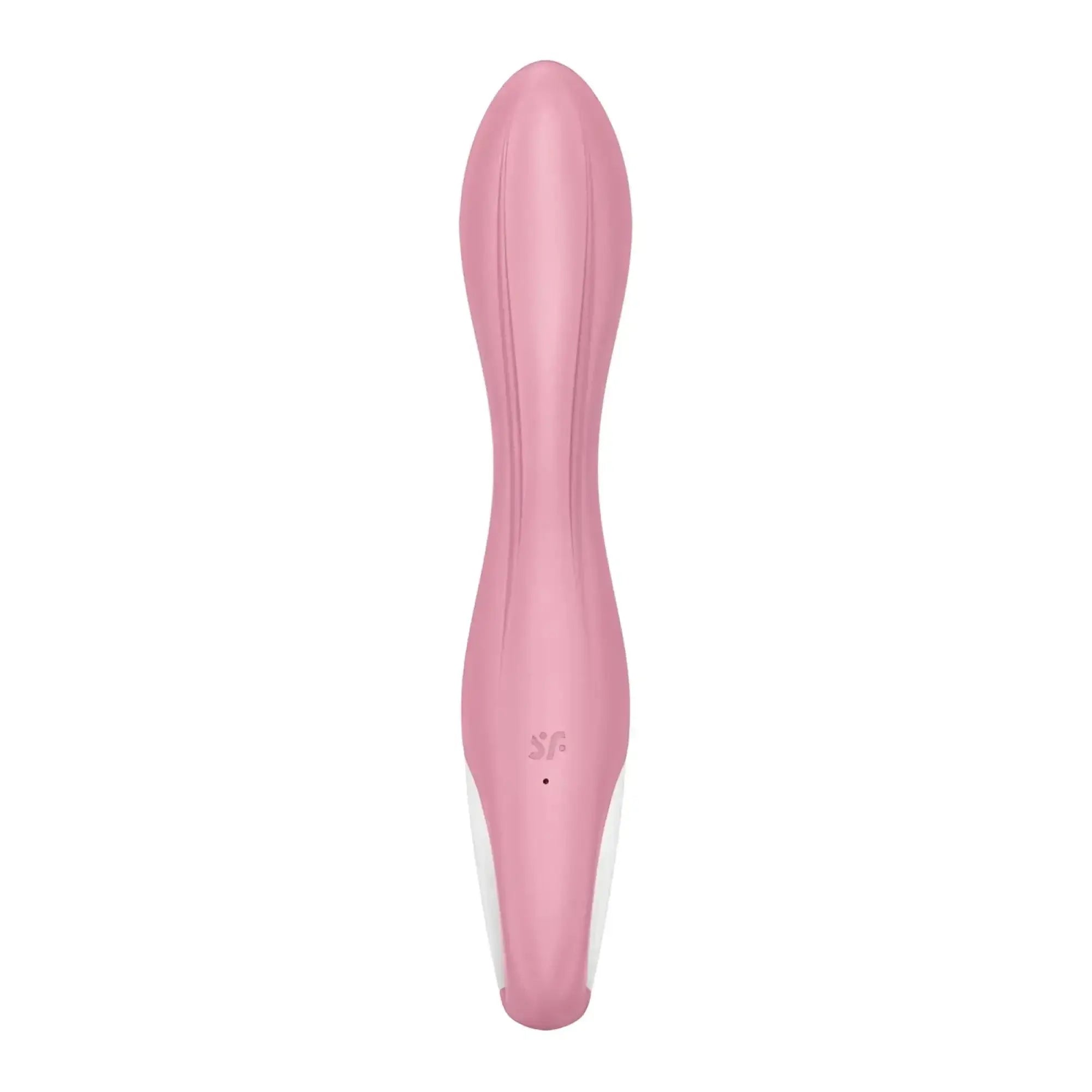 Satisfyer satisfyer air pump vibrator 2 light red pink silicone wand with smooth tapered design and vertical grooves