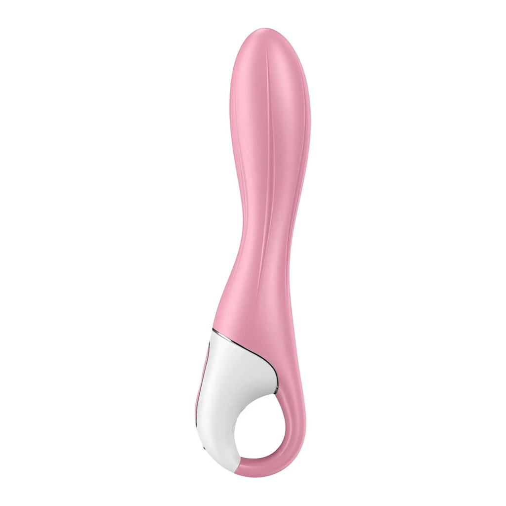 Satisfyer Air Pump Vibrator 2 light red ergonomic silicone vibrato wand in pink and white with sleek design