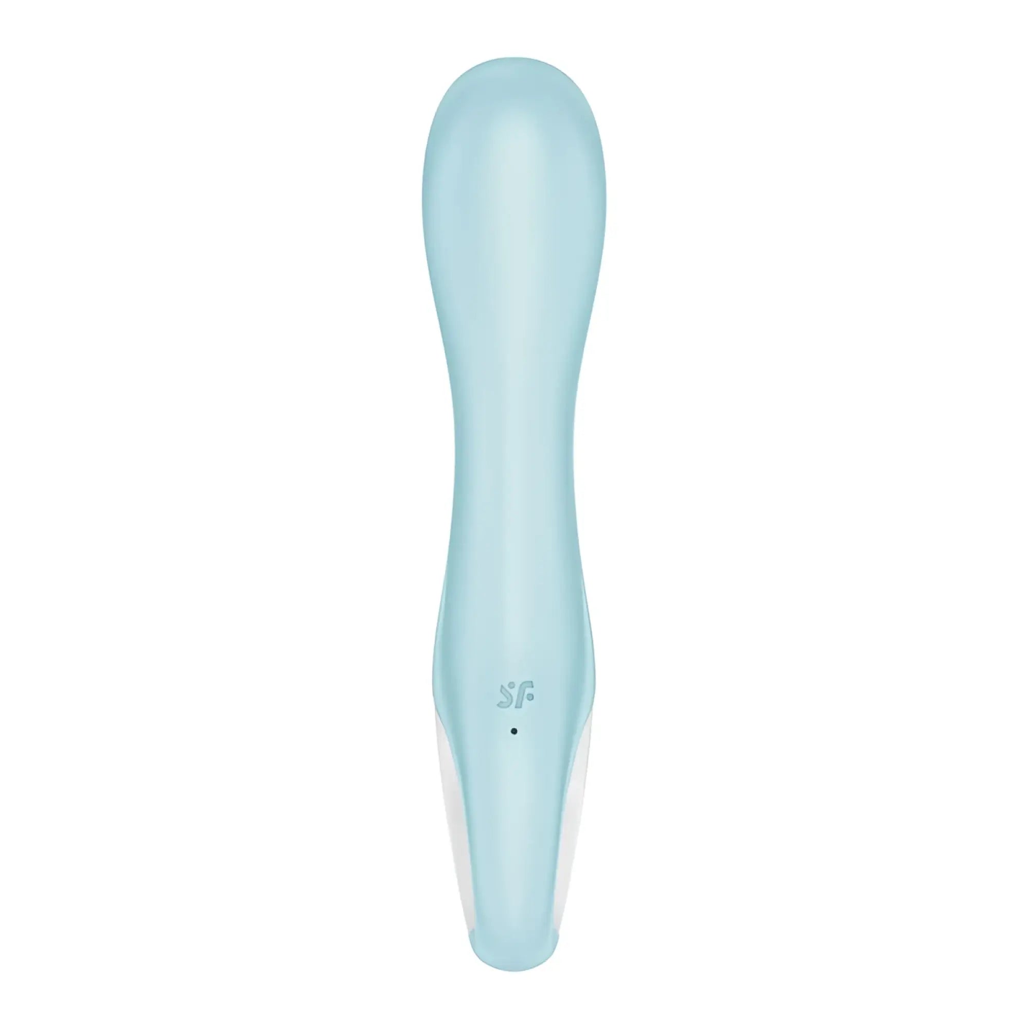 Satisfyer air pump vibrator 5 plus blue sleek light blue silicone handled personal pleasure device with white base