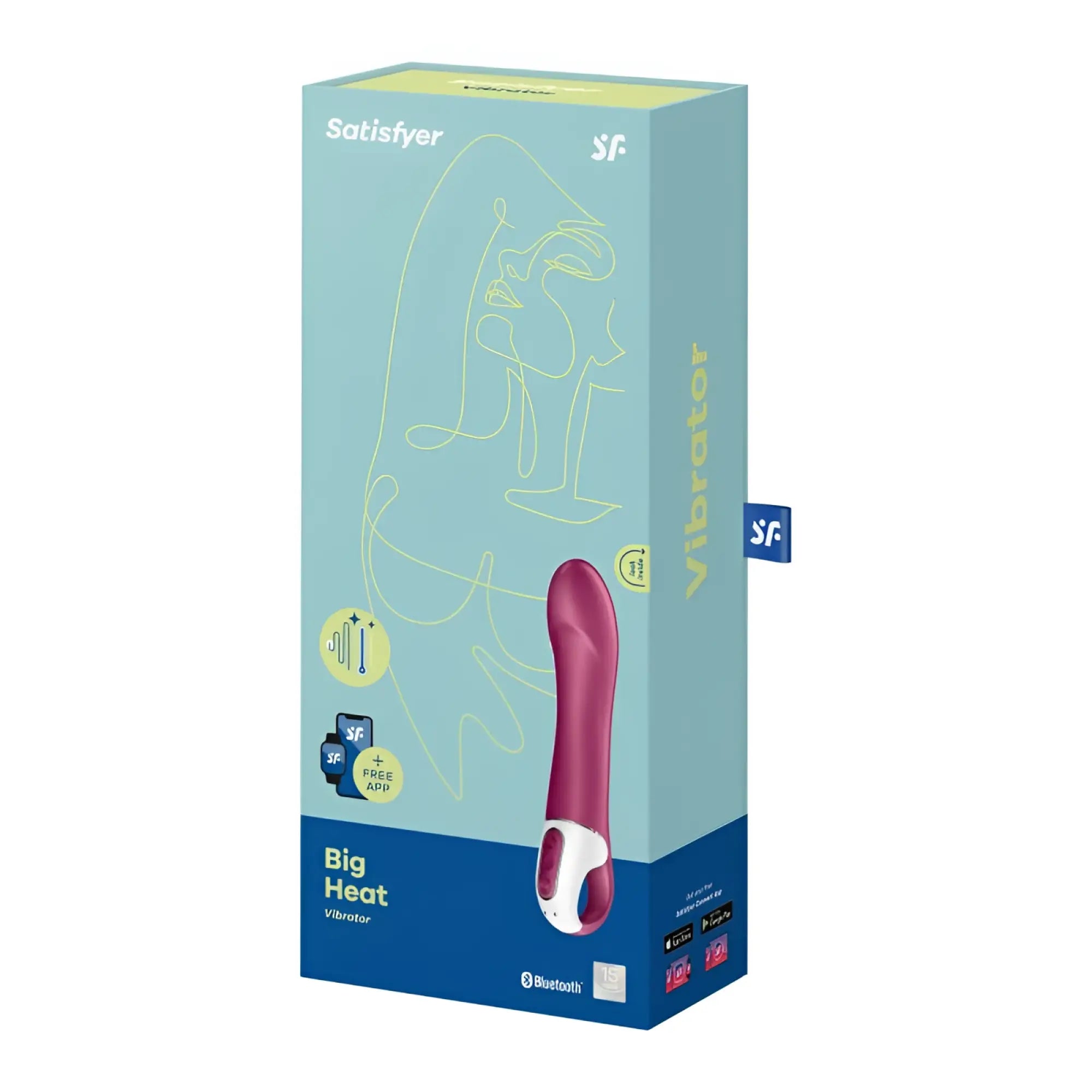 Satisfyer big heat warming g spot vibrator in magenta and white with bluetooth connectivity and sleek design