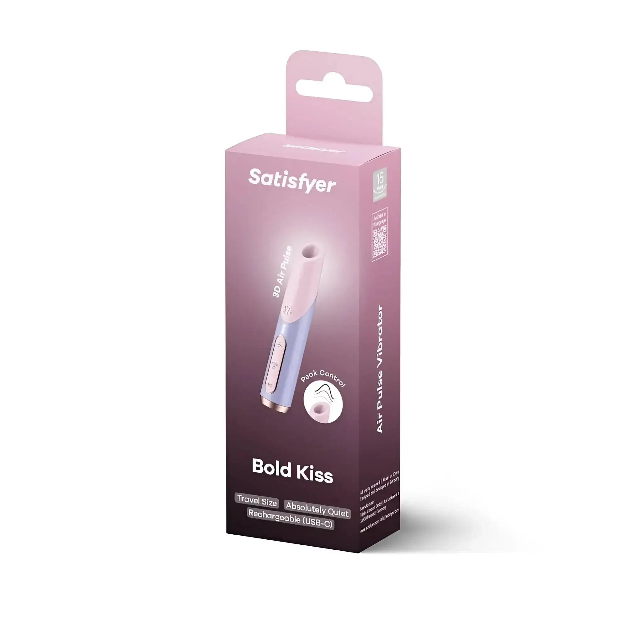 Satisfyer bold kiss 3d air pulse vibrator in sleek lavender and light blue gradient with matte finish