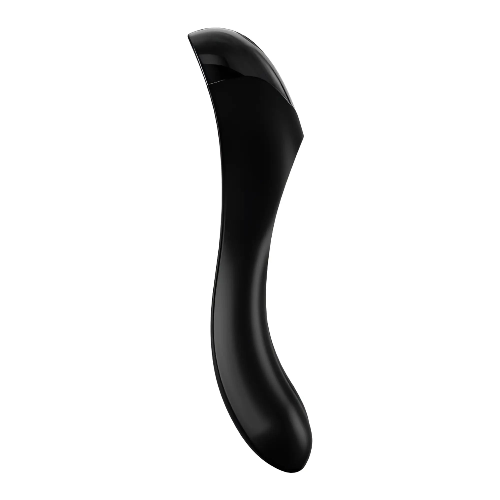 Black glossy finished satisfyer candy cane finger vibe with sleek curved design for targeted stimulation