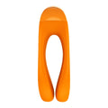 Vibrant orange silicone body massager with sleek ergonomic design and smooth rounded contours satisfyer candy cane finger vibe