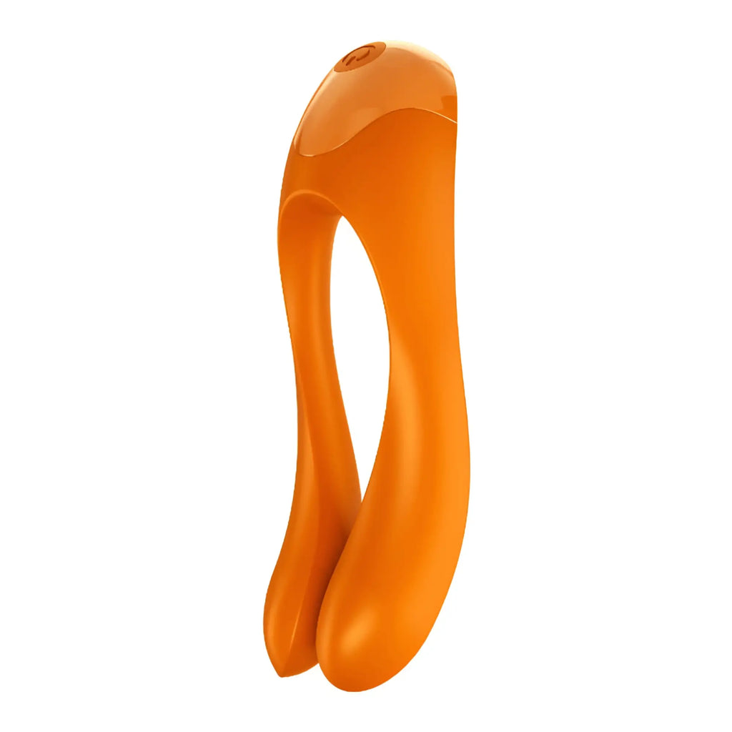 Satisfyer Candy Cane finger vibe orange with vibrant orange sleek curved silicone and ergonomic glossy design