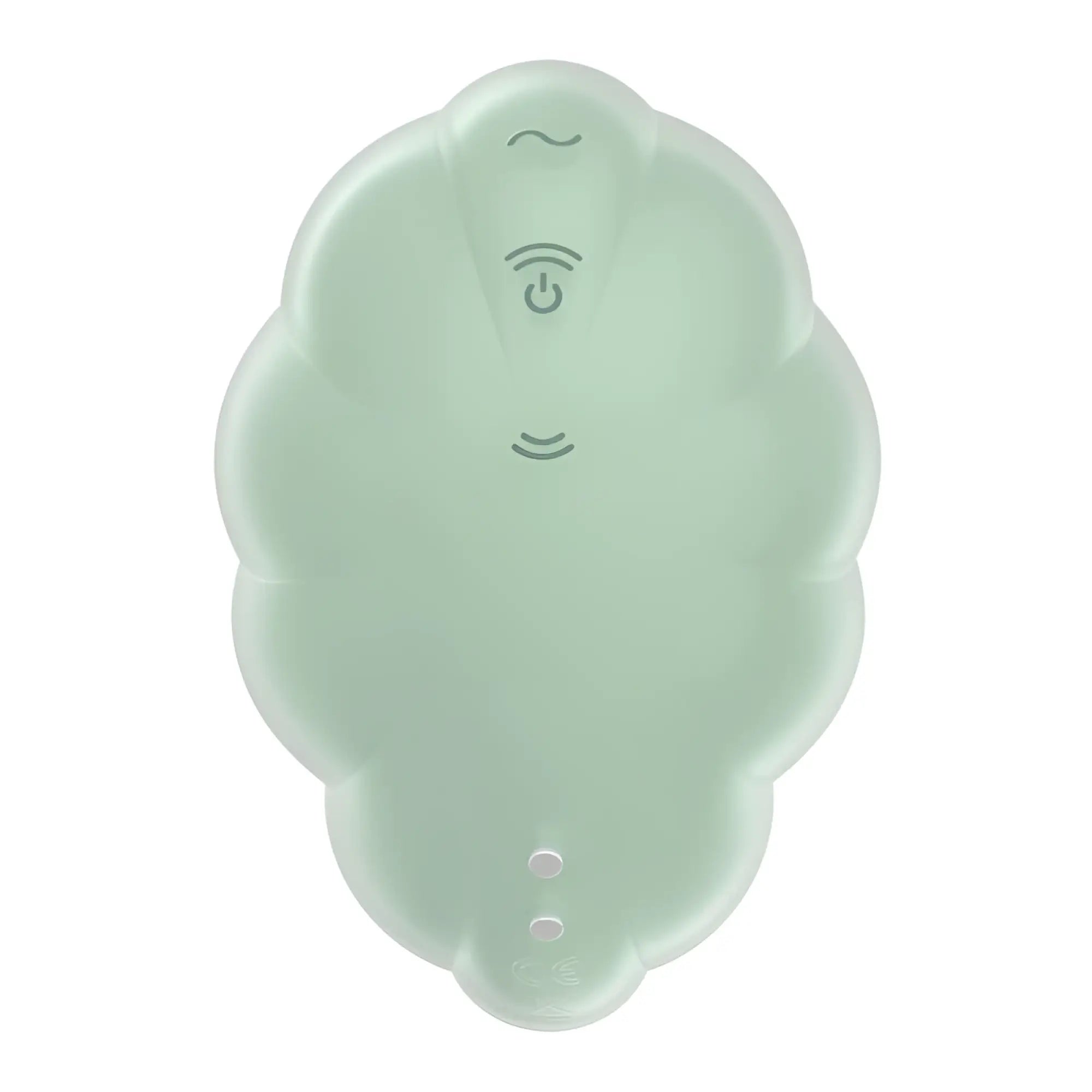 Satisfyer Cloud Dancer Mint wireless charging pad in mint green with cloud shape smooth translucent surface and embossed icons