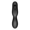 Black silicone satisfyer curvy trinity 2 insertable air pulse vibrator with ergonomic design and sf logo on handle