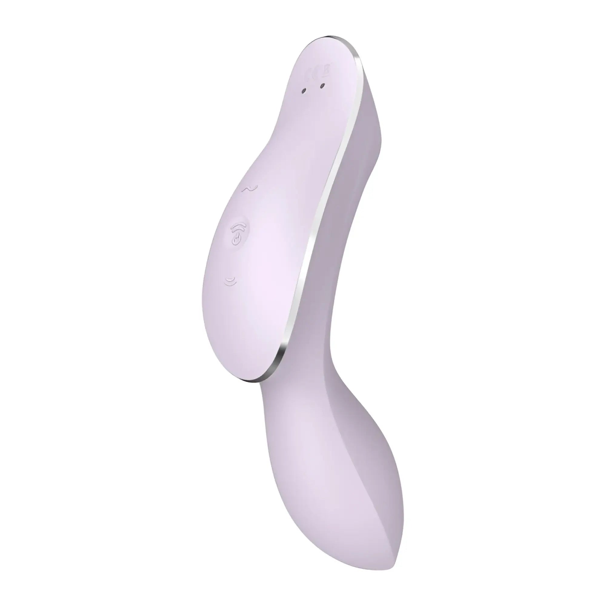 Satisfyer curvy trinity 2 insertable air pulse vibrator in lavender silicone with smooth curved design and silver metallic accents
