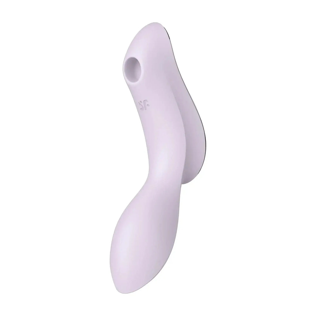 Satisfyer curvy trinity 2 insertable air pulse vibrator in sleek matte lavender silicone with ergonomic design and brand logo