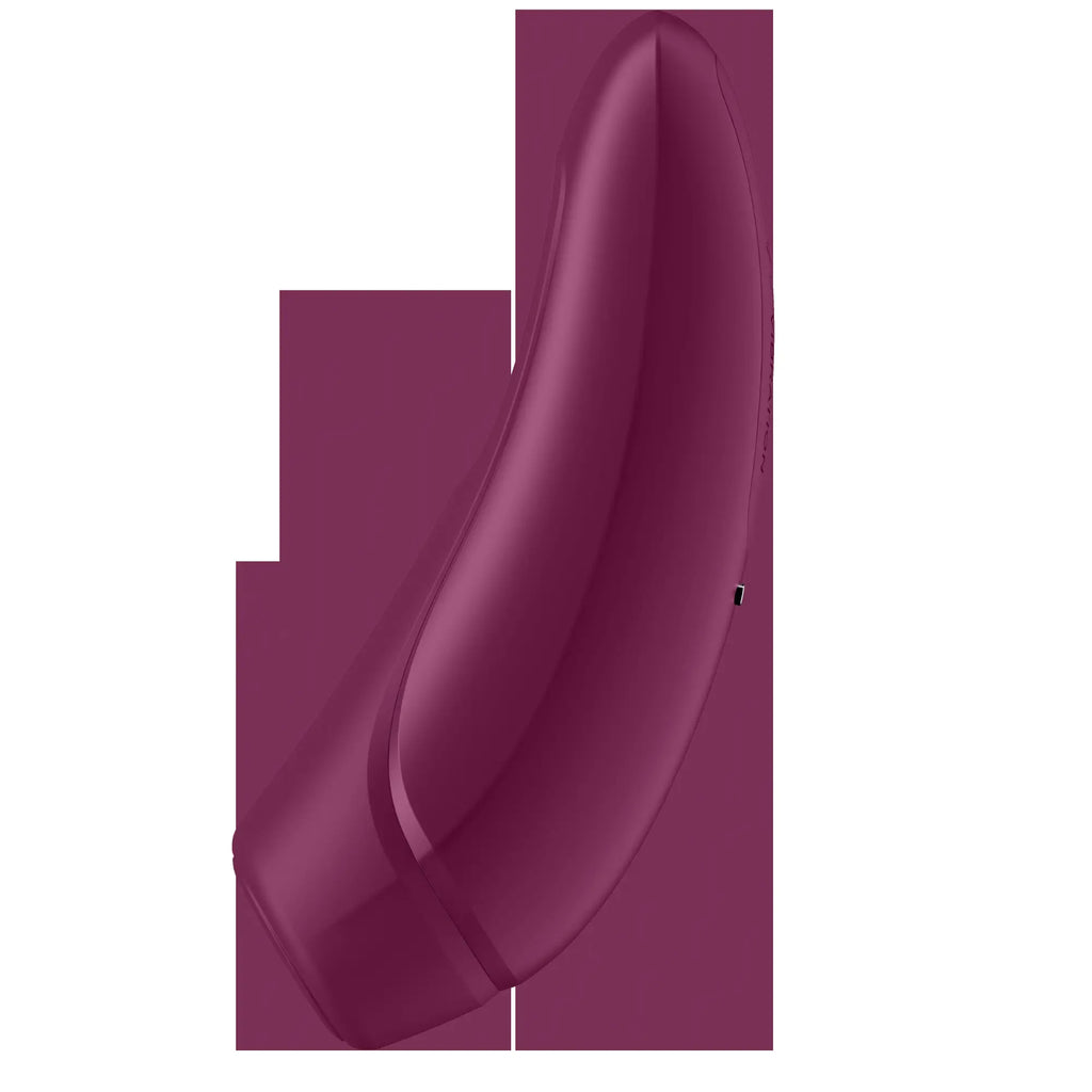 Satisfyer curvy1+ rose red sleek glossy plum silicone toy with smooth curved design for personal pleasure