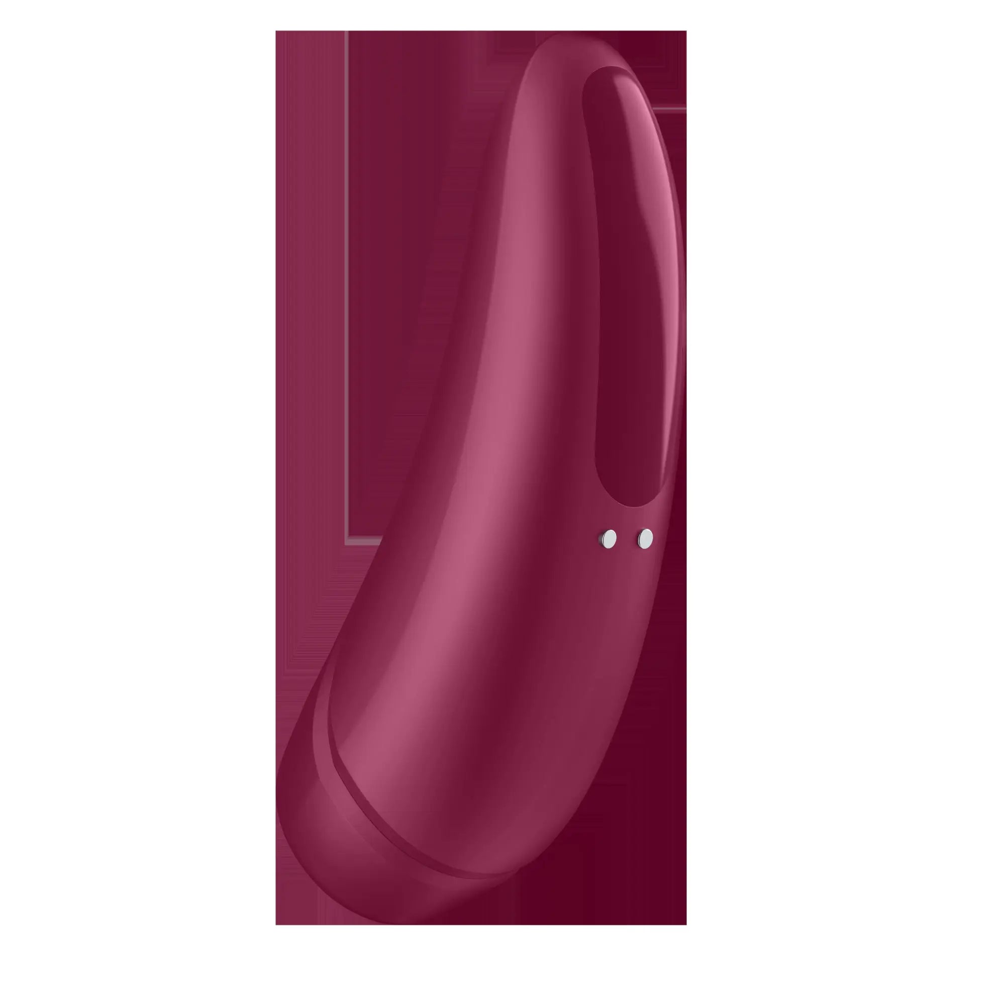 Satisfyer curvy1+ rose red adult toy with sleek matte burgundy ergonomic design and two silver side buttons