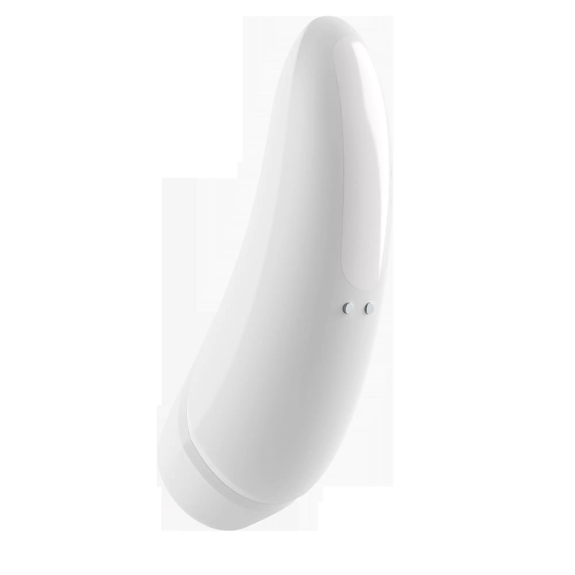 White sleekly curved silicone satisfyer curvy1+ with two small circular buttons on its side