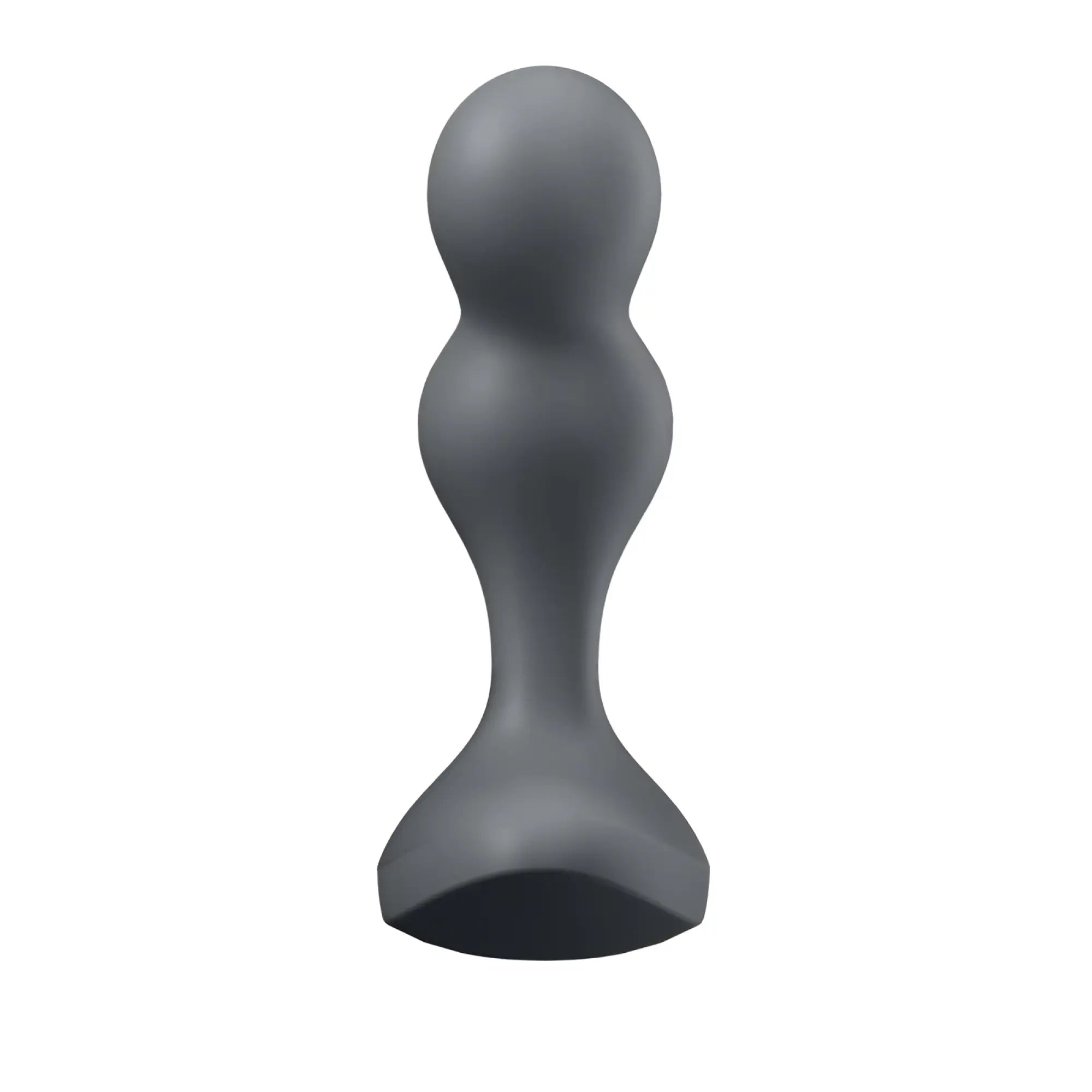Gray silicone anal plug with smooth rounded design and segmented body from satisfyer deep diver vibrating connect app