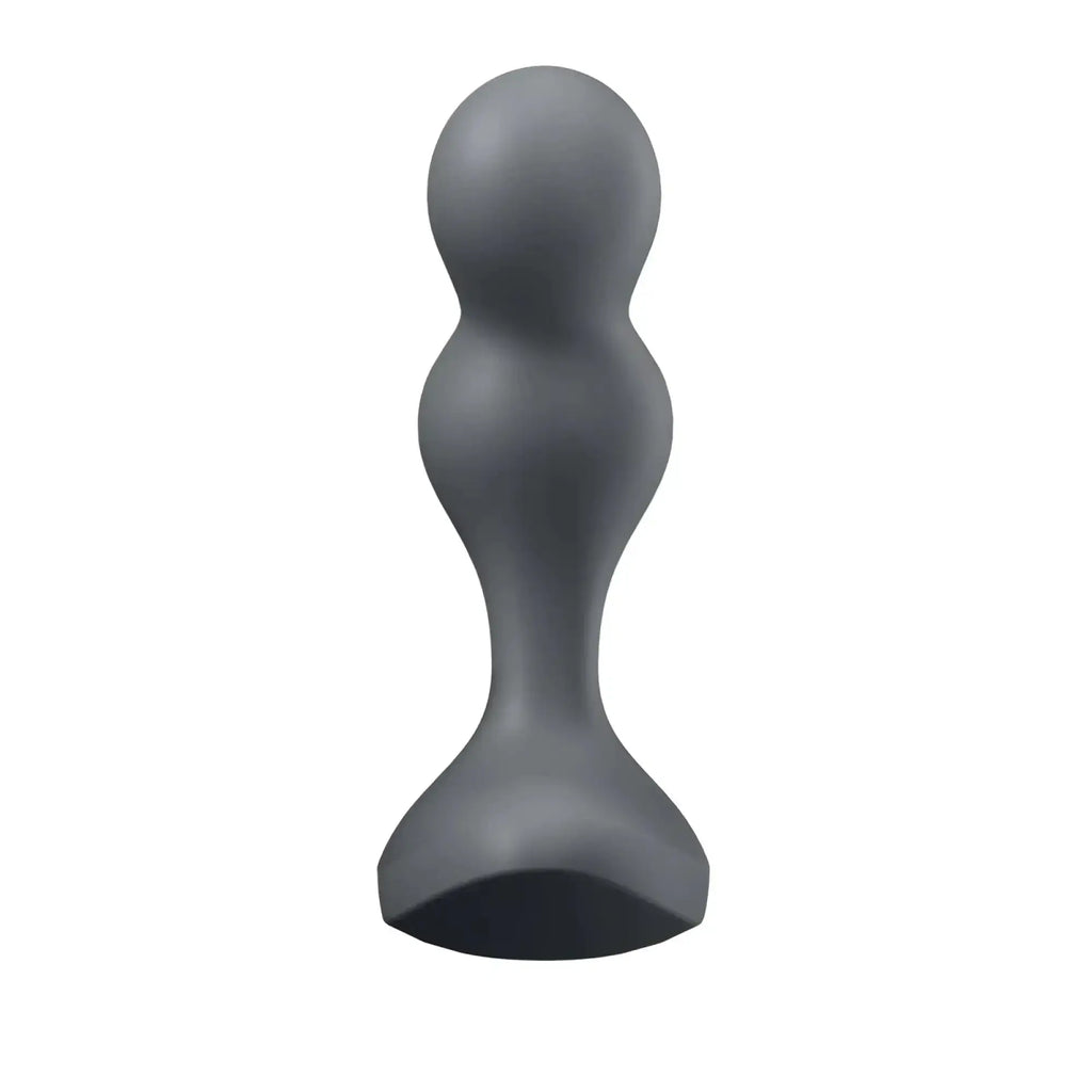 Gray silicone anal plug with smooth rounded design and segmented body from satisfyer deep diver vibrating connect app