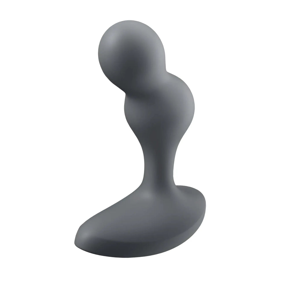 Satisfyer deep diver vibrating connect app anal plug grey is a gray silicone anal plug with smooth contours and wide base for stability