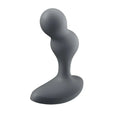 Satisfyer deep diver vibrating connect app anal plug is a grey silicone anal plug with smooth contours and wide base.