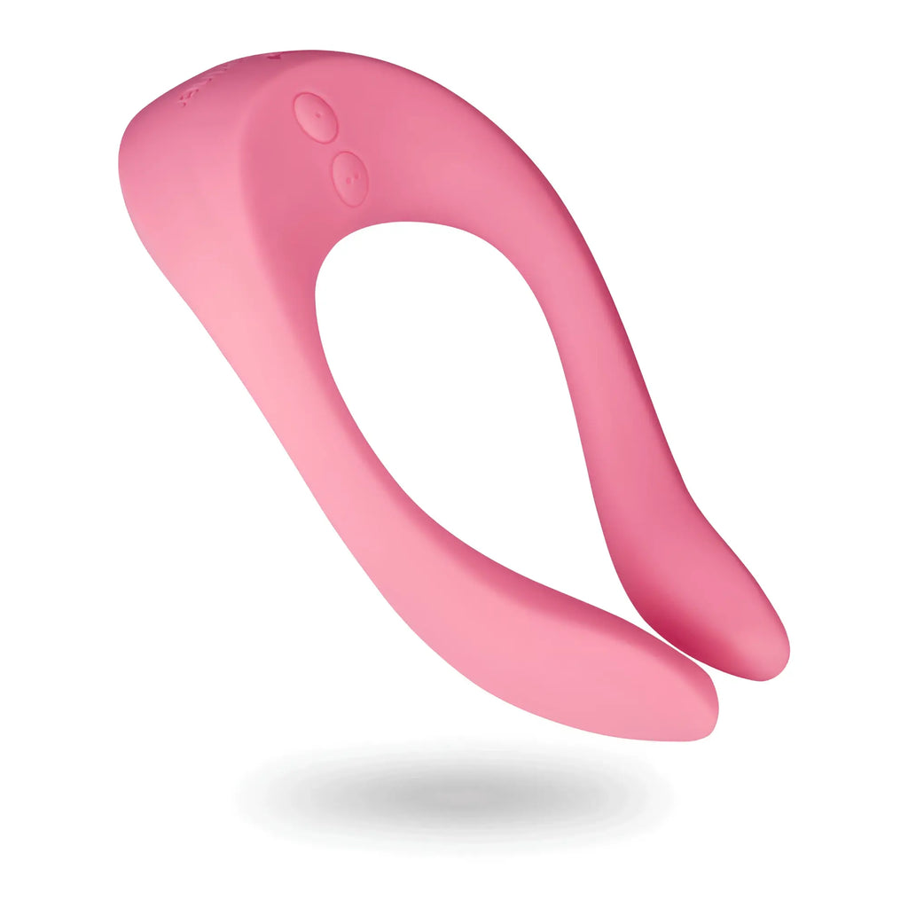 Pink silicone ring with two textured buttons on top from satisfyer endless joy pink collection