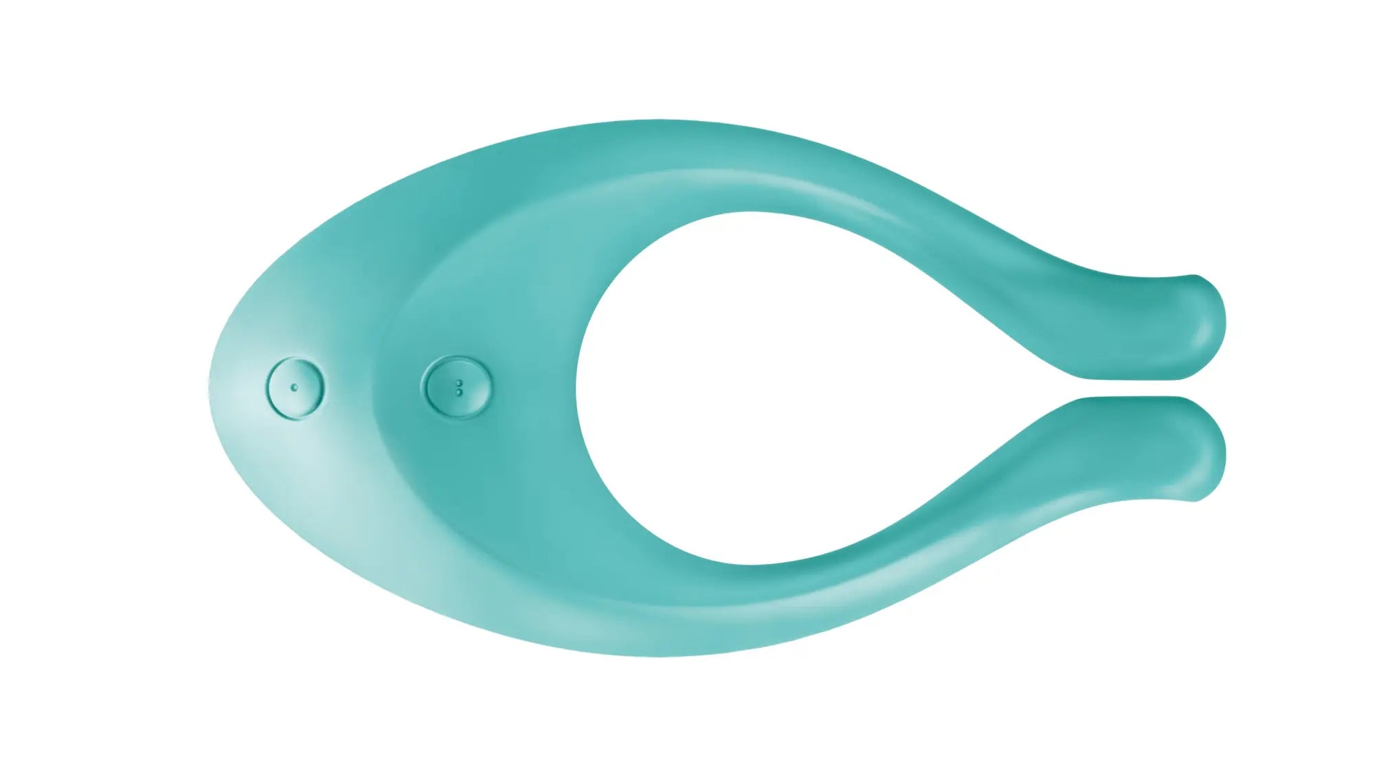 Teal-colored sleek satisfyer endless love turquoise adult toy with smooth curved body and two circular front buttons