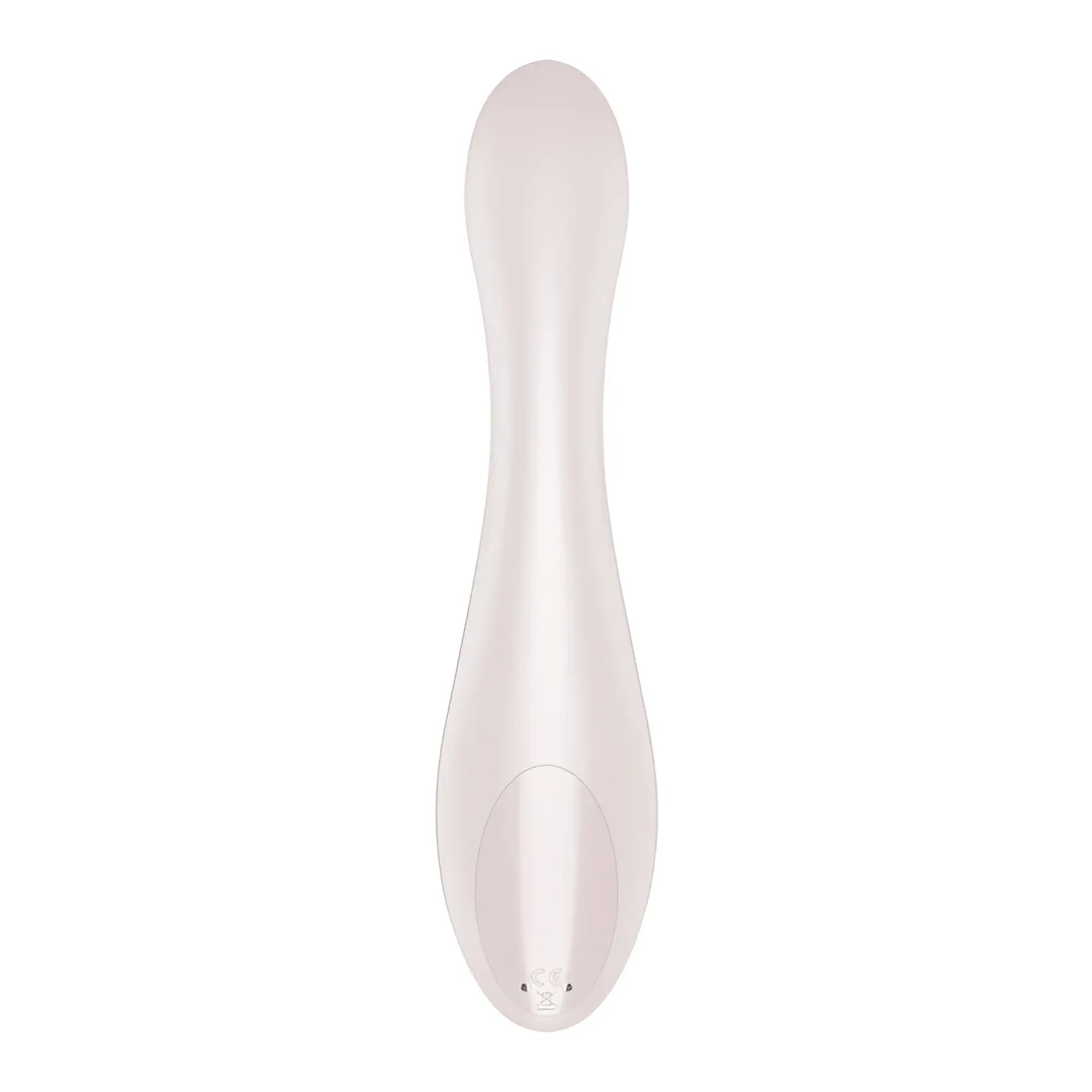 A sleek matte finish white Satisfyer g-force adult toy with smooth ergonomic design and subtle contours