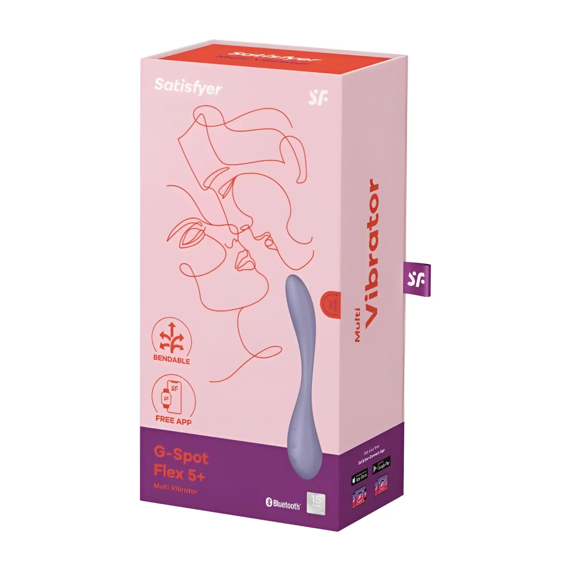 The satisfyer g-spot flex 5+ multi vibrator in sleek lilac silicone with an elegant curved g-spot design