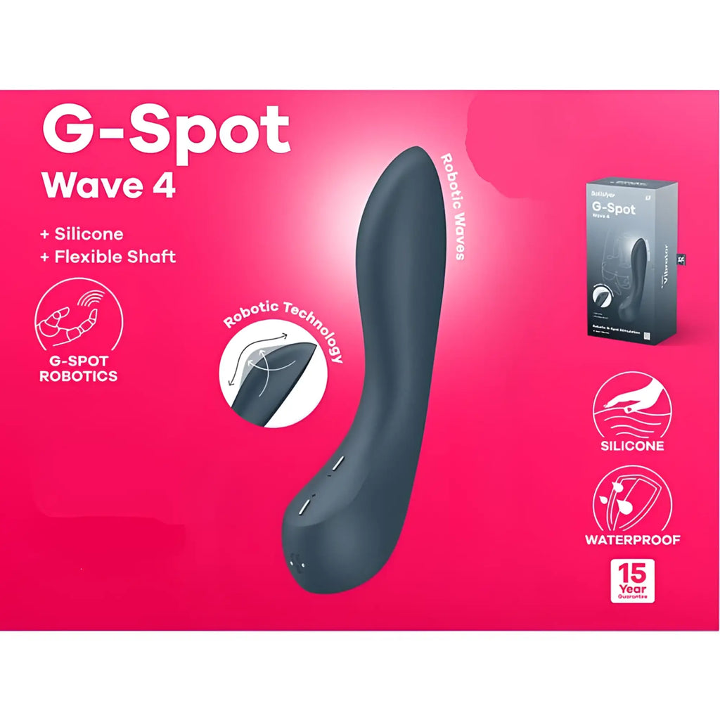 Black silicone Satisfyer G-spot Wave 4 with flexible shaft and advanced robotic technology for targeted stimulation