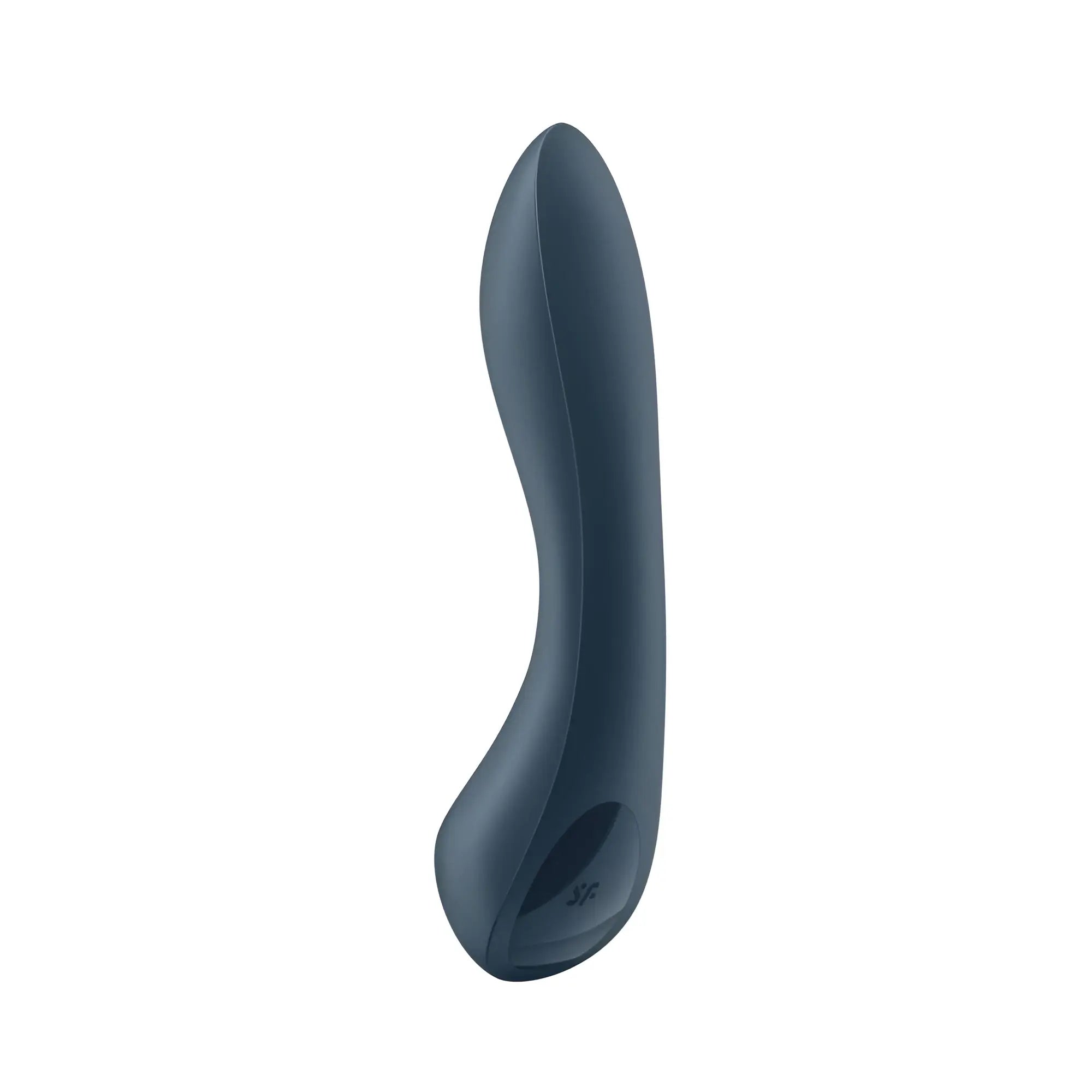 Dark blue silicone g-spot toy with sleek curved design and subtle branding on the base by Satisfyer G-Spot Wave 4