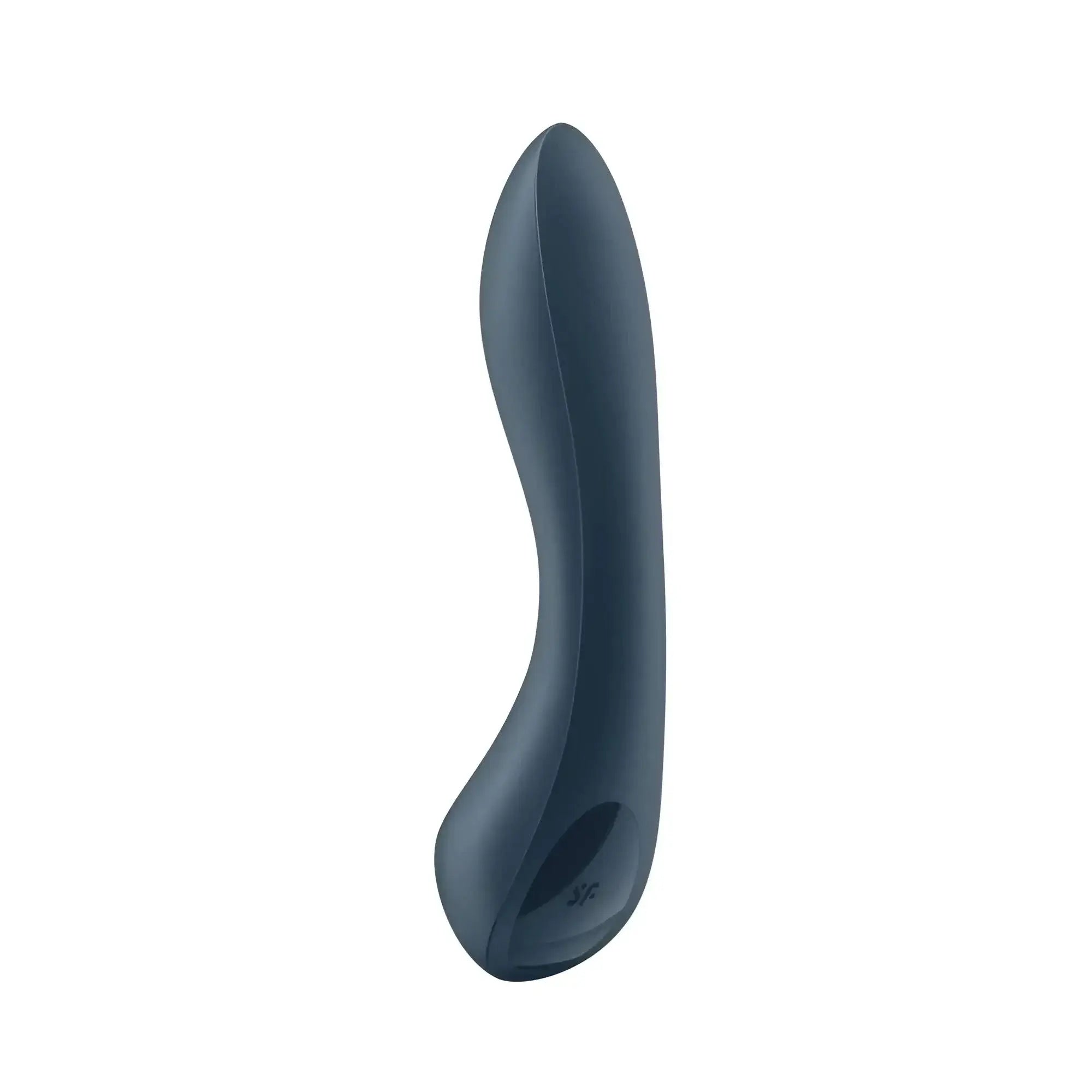 Dark blue silicone g-spot toy with sleek curved design and subtle branding on the base by Satisfyer G-Spot Wave 4