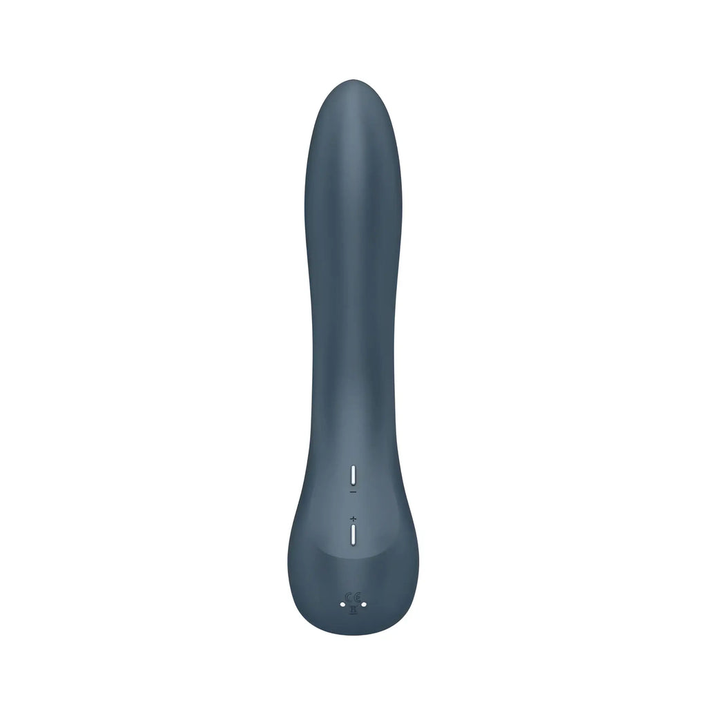 Sleek matte dark gray silicone g-spot vibrator with ergonomic design and control buttons by satisfyer satisfyer g-spot wave 4