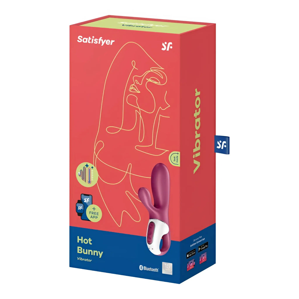 Satisfyer hot bunny connect app warming vibrator in sleek purple and white with bluetooth connectivity for hands-free use