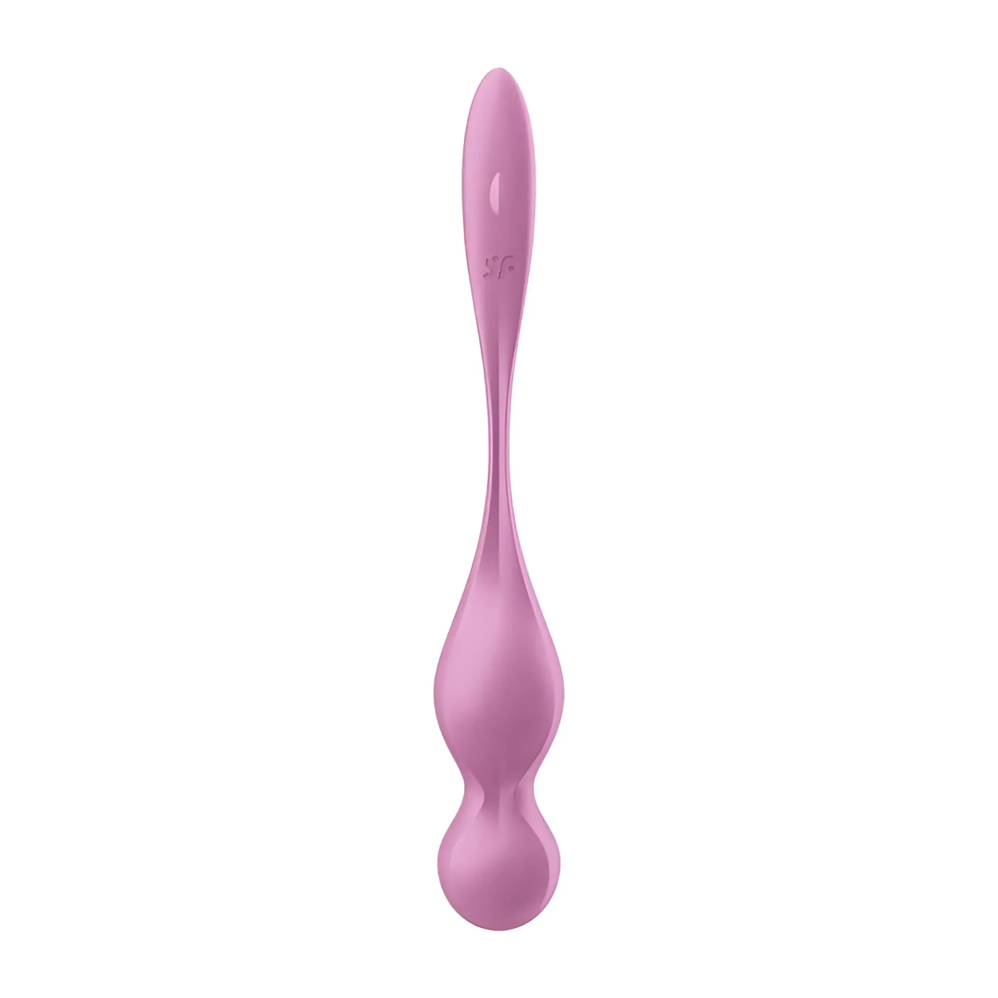 Pink silicone pleasure wand with sleek elongated design and smooth rounded contours from satisfyer love birds 1 kegel trainer