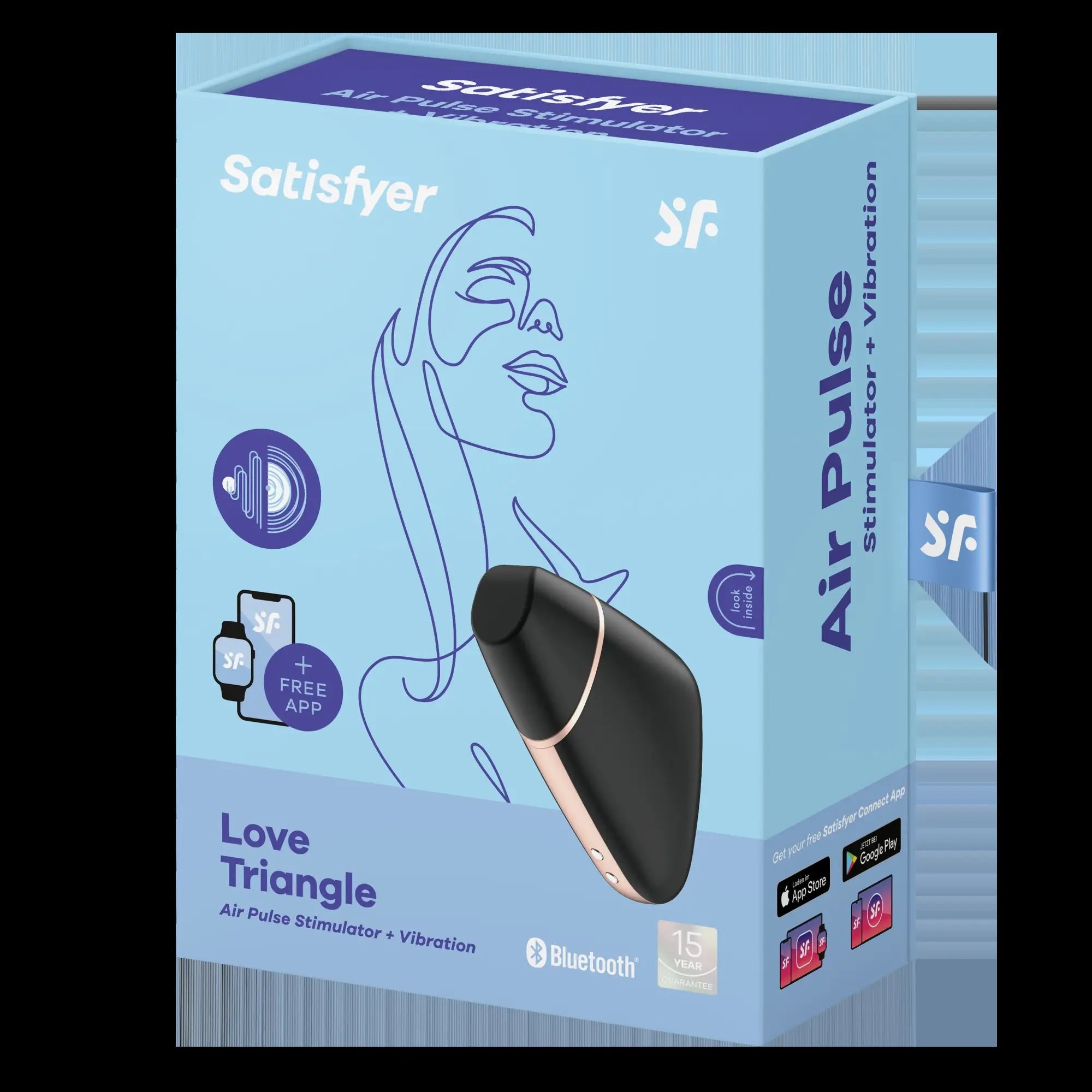 Black and rose gold satisfyer air pulse stimulator with sleek ergonomic design from satisfyer satisfyer love triangle black