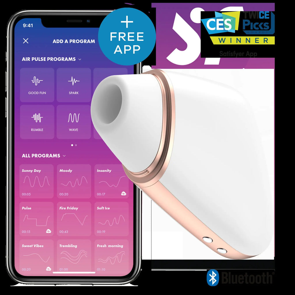 Satisfyer satisfyer love triangle white air pulse pleasure device in white and rose gold with sleek ergonomic design