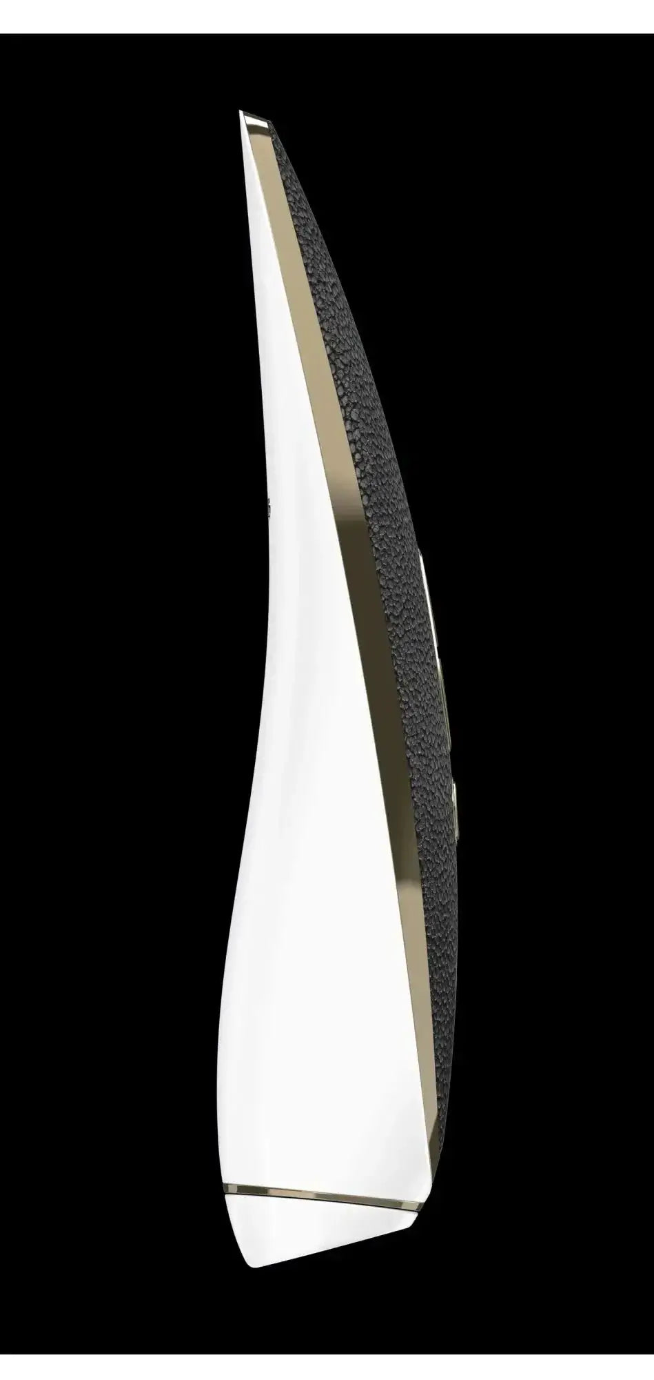 Satisfyer Luxury Haute Couture sleek modern wall sconce with white glossy finish and black textured side panel