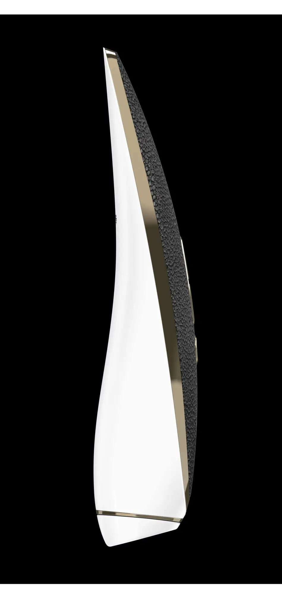Satisfyer Luxury Haute Couture sleek modern wall sconce with white glossy finish and black textured side panel