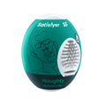 Teal and black Satisfyer Masturbator Egg Naughty with a white textured surface for intimate pleasure use
