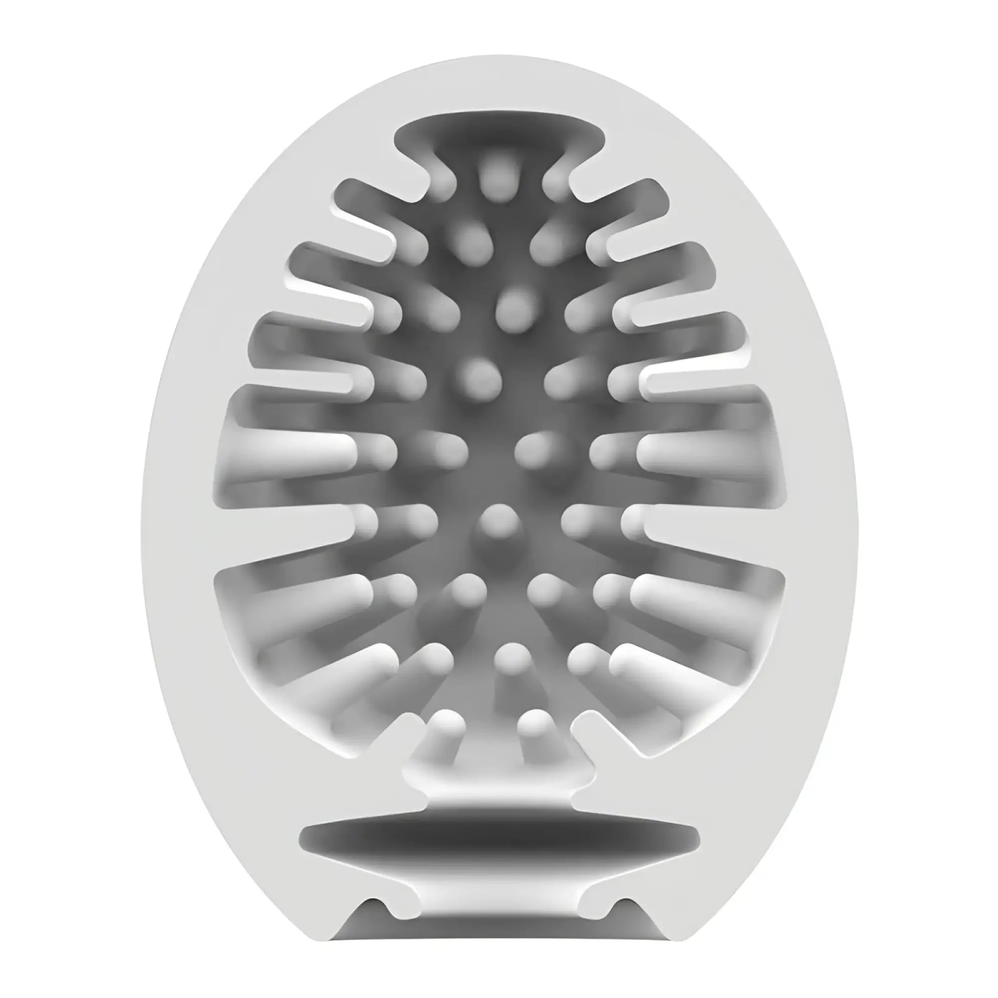 White oval-shaped silicone masturbator egg with textured ridged interior by Satisfyer called Satisfyer Masturbator Egg Naughty
