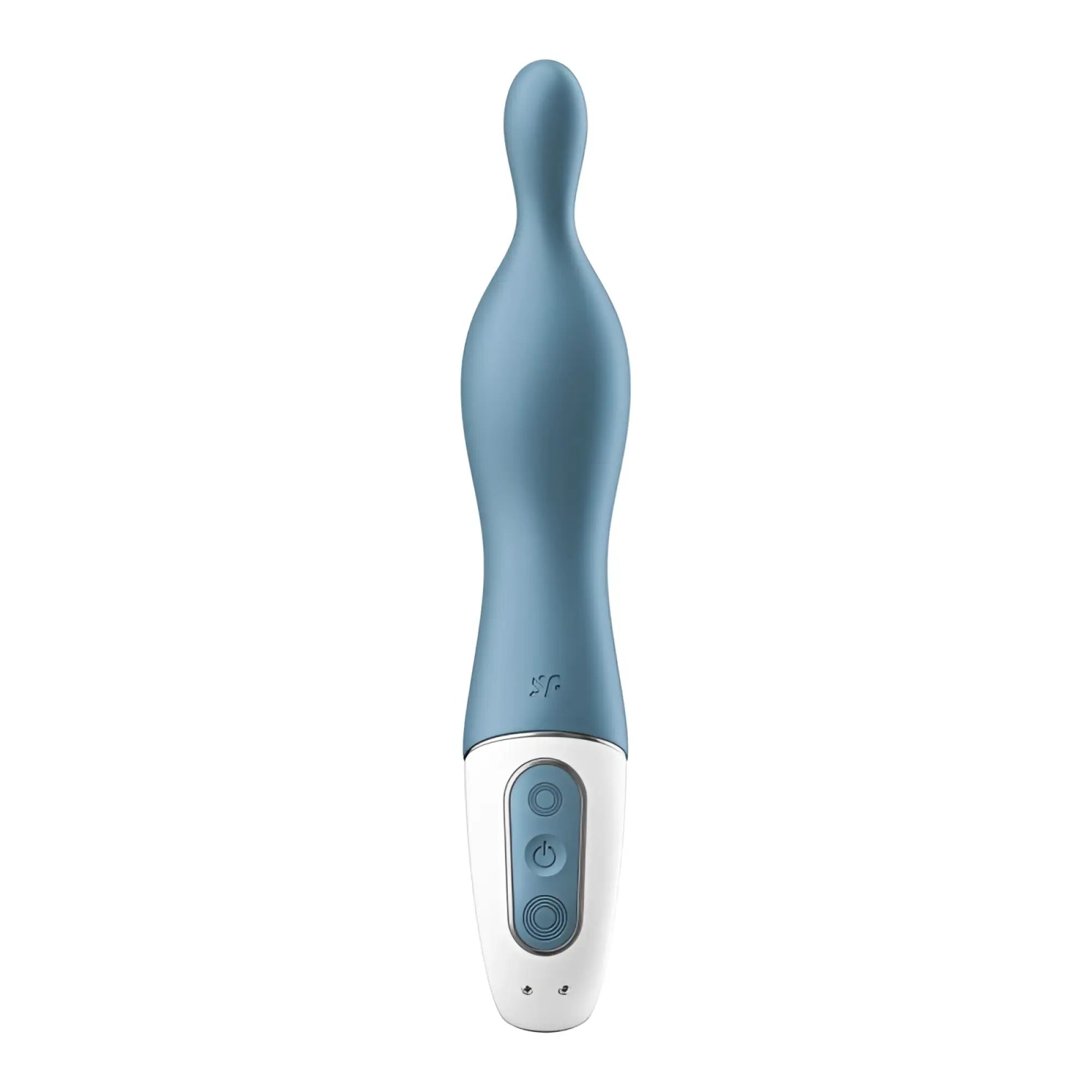 Satisfyer a-mazing 1 vibrator blue with sleek matte blue and white silicone vibrato wand and ergonomic curved design