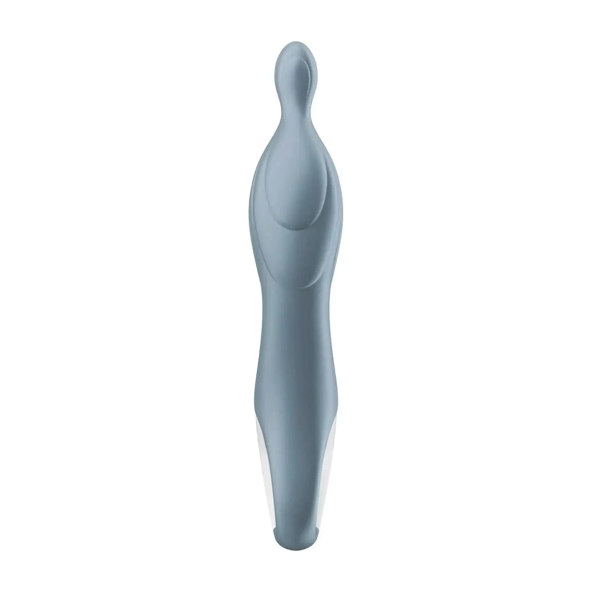 Satisfyer A-mazing 2 vibrator grey sleek matte silicone toy with smooth ergonomic design and white accents at the base