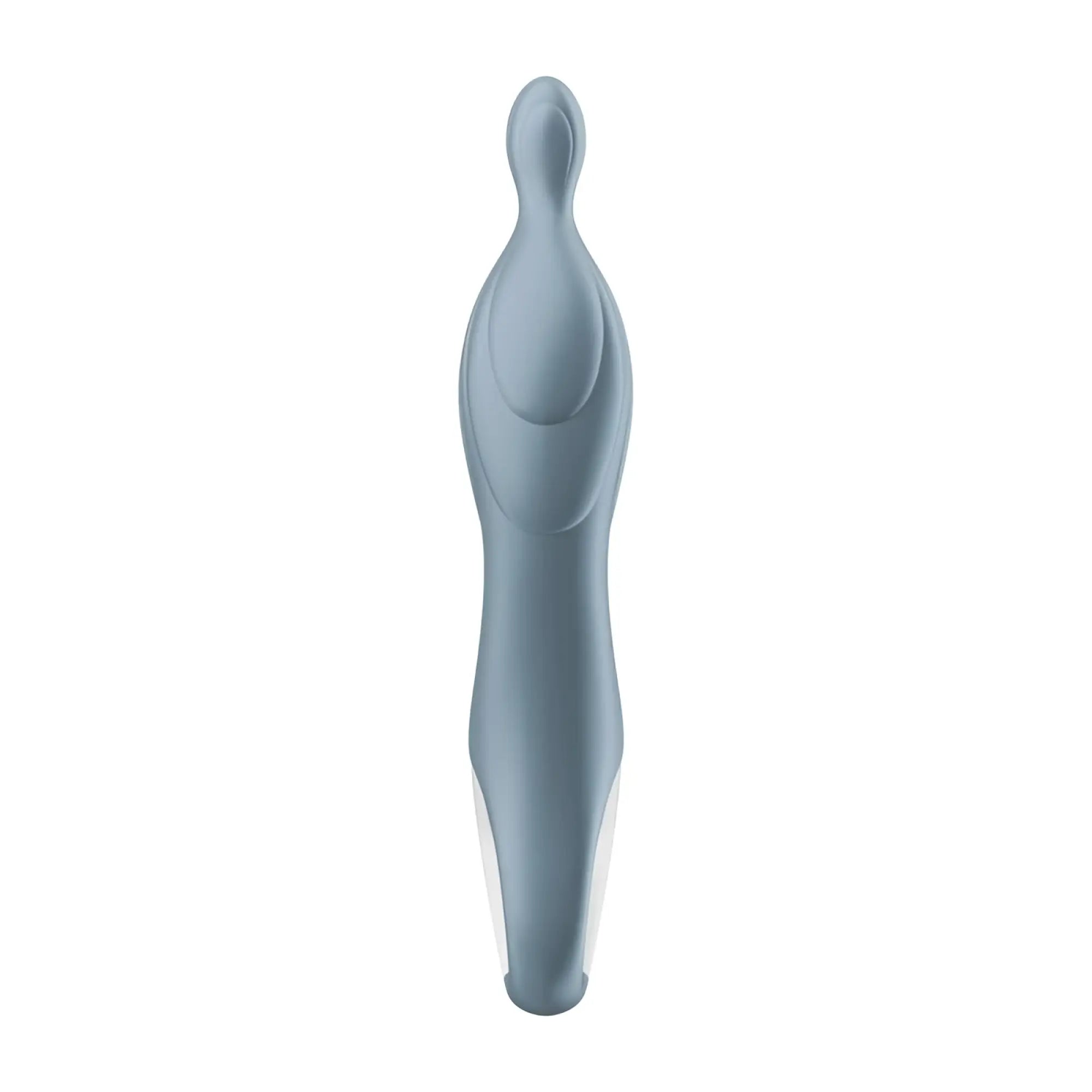 Satisfyer A-mazing 2 vibrator grey sleek matte silicone toy with smooth ergonomic design and white accents at the base