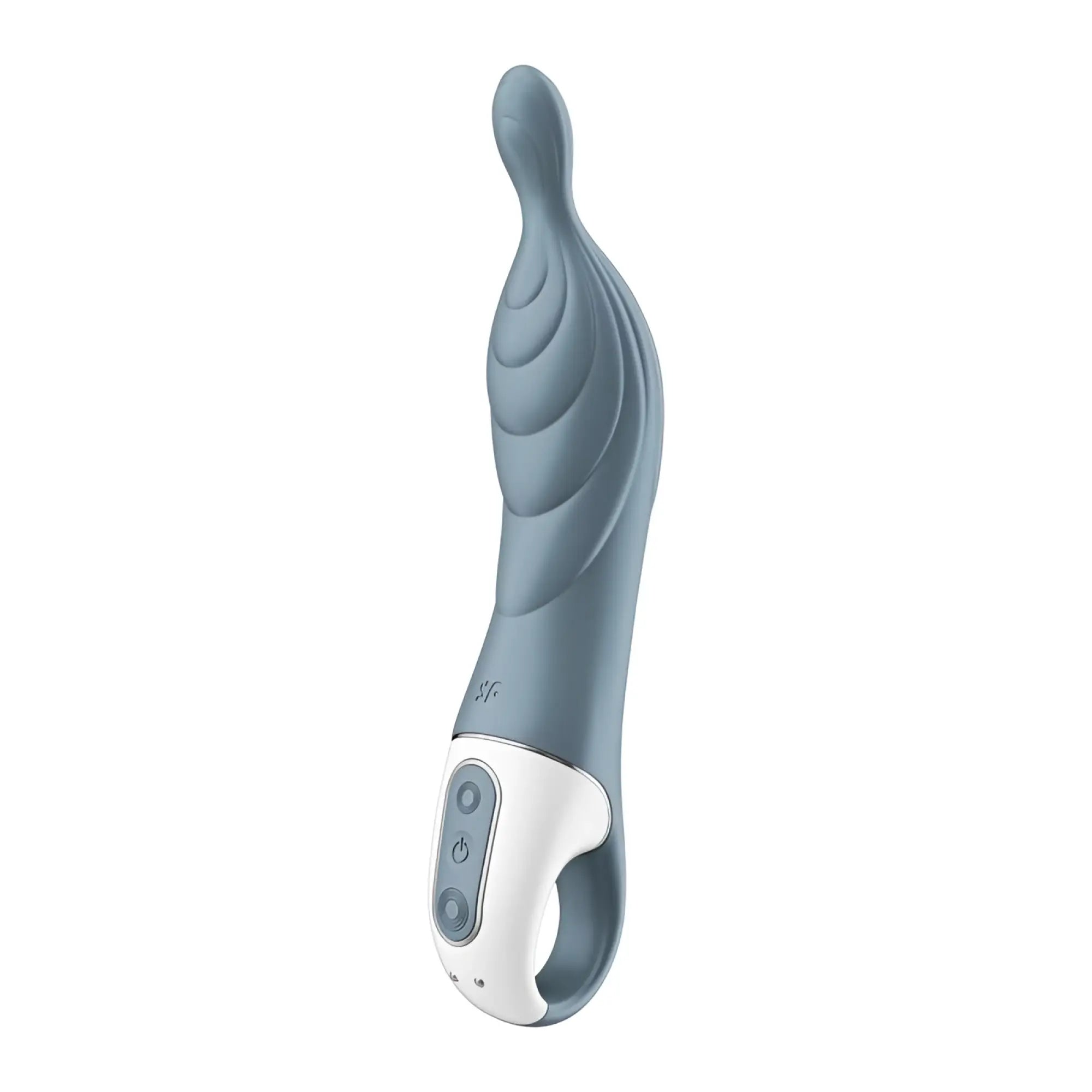 Satisfyer a-mazing 2 vibrator grey with sleek matte gray and white silicone and curved ergonomic design