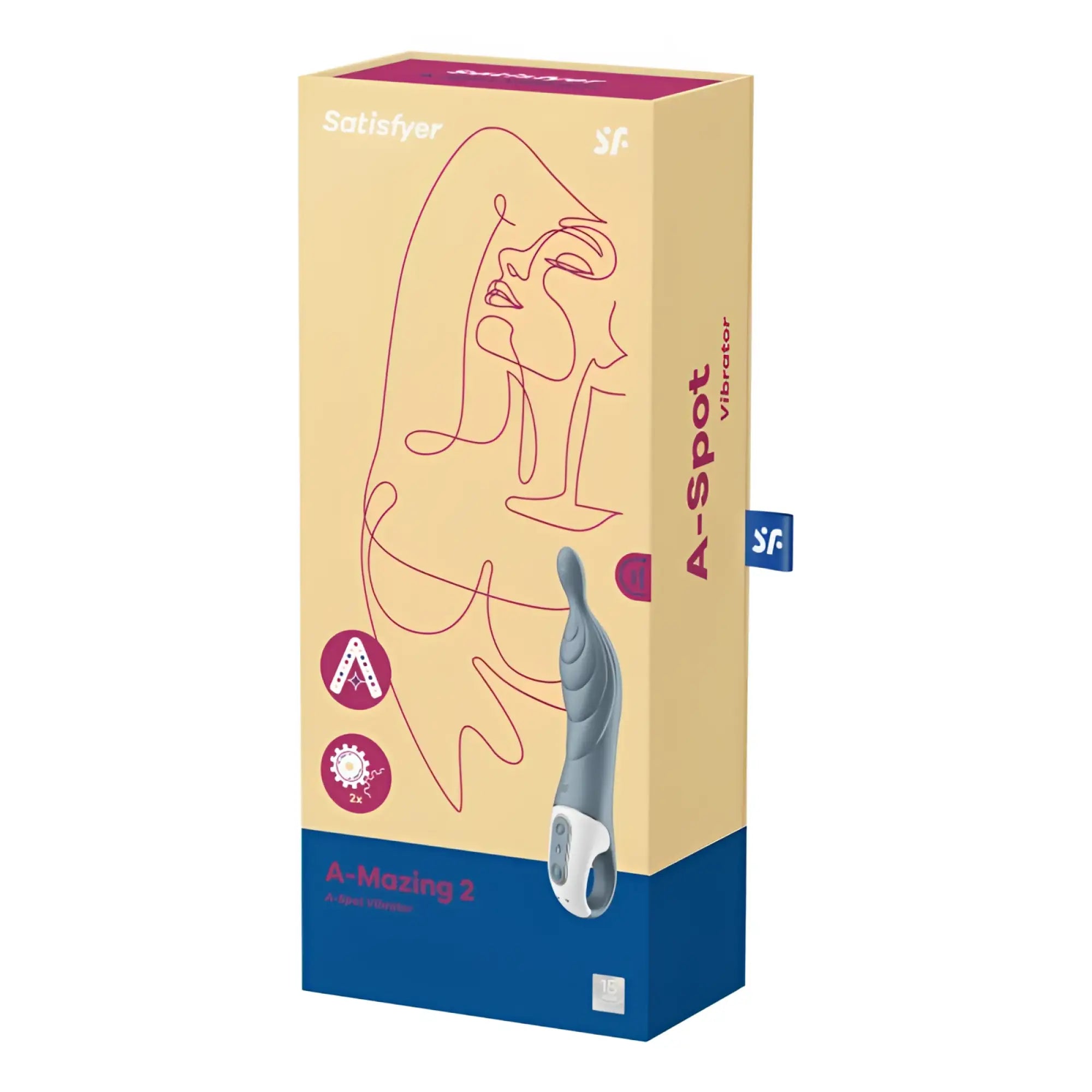 Satisfyer a-mazing 2 a-spot vibrator in sleek gray and white with contoured ergonomic design for targeted pleasure