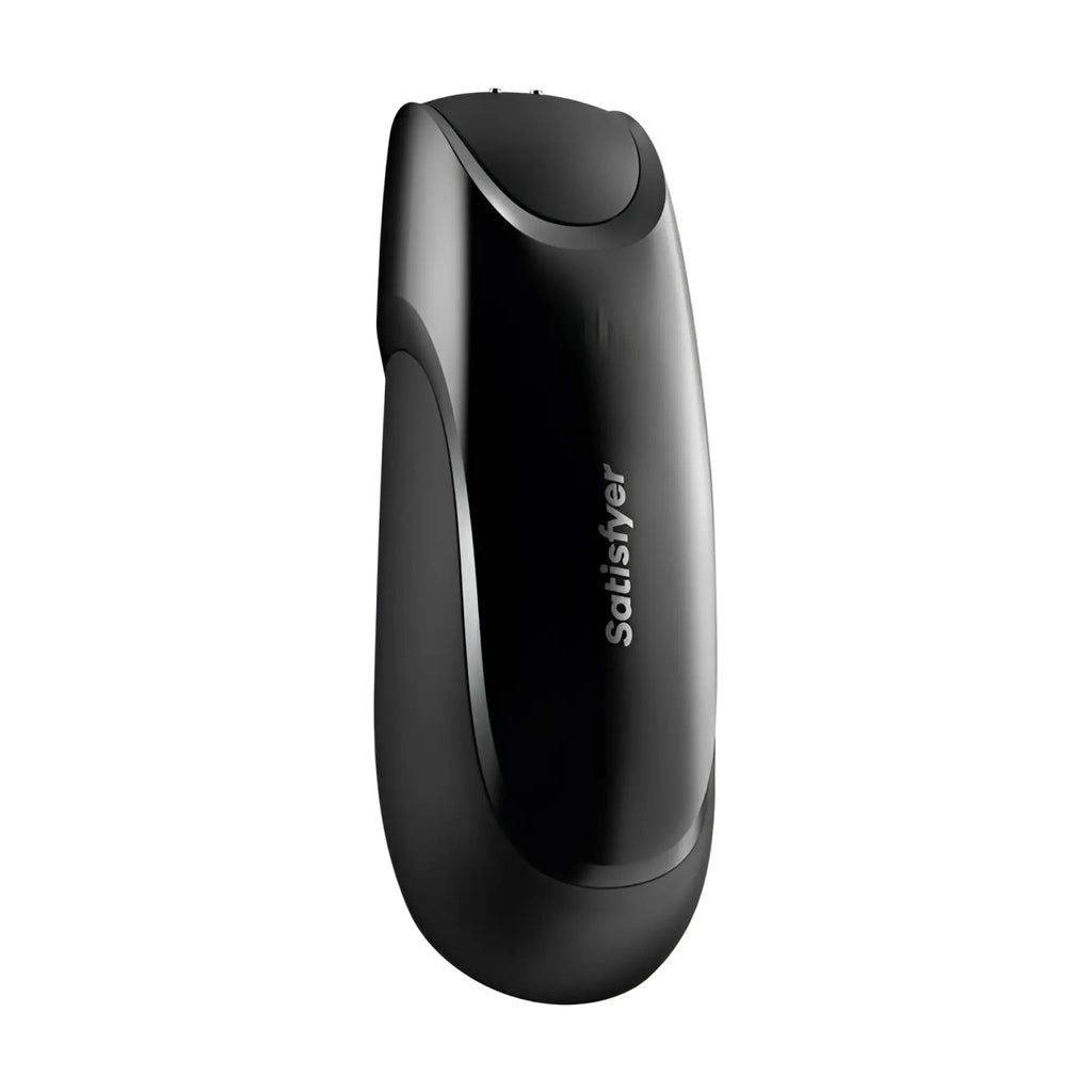 Black satisfyer men vibration plus personal pleasure device with sleek ergonomic design and glossy finish