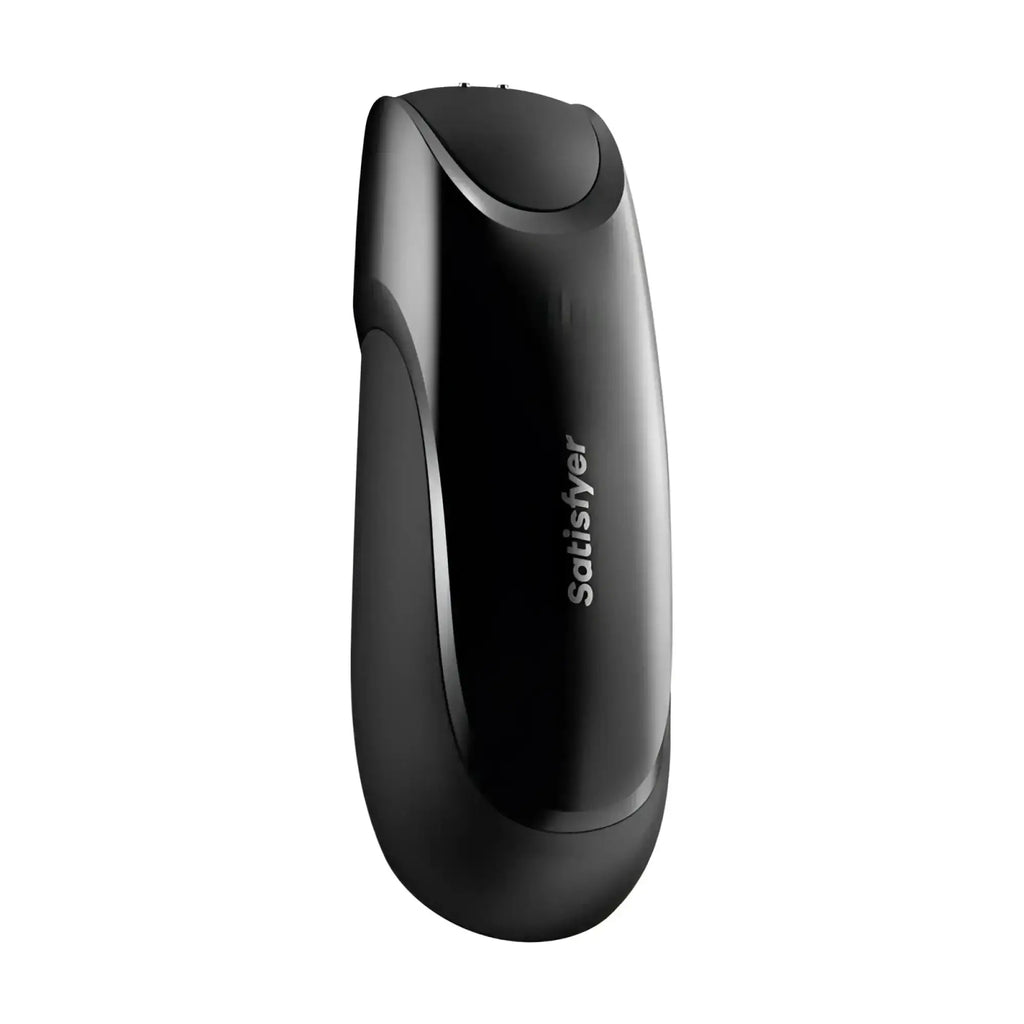 Black satisfyer men vibration plus personal pleasure device with sleek ergonomic design and glossy finish