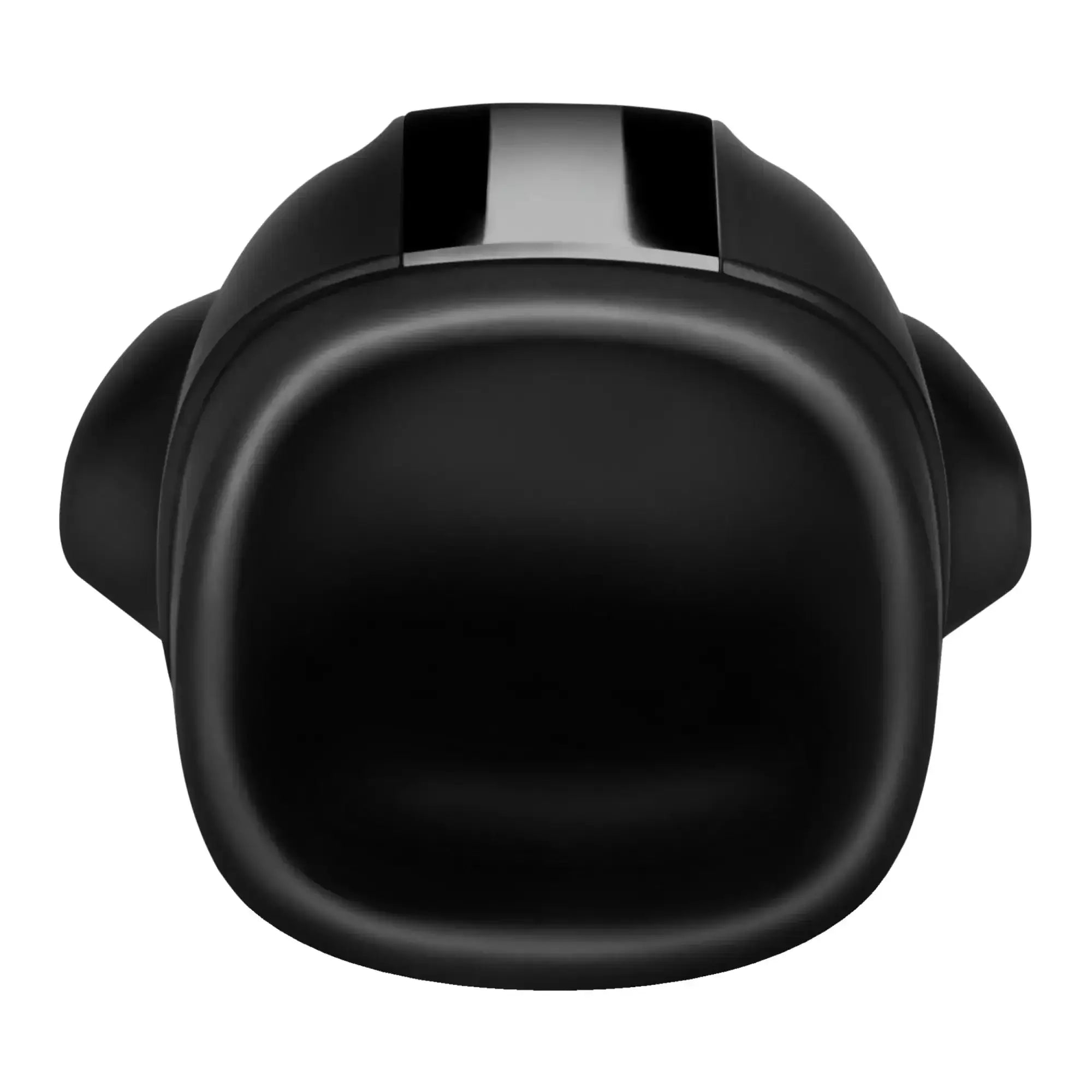 Black silicone car air freshener with sleek rounded design and silver accent strip for Satisfyer men vibration use
