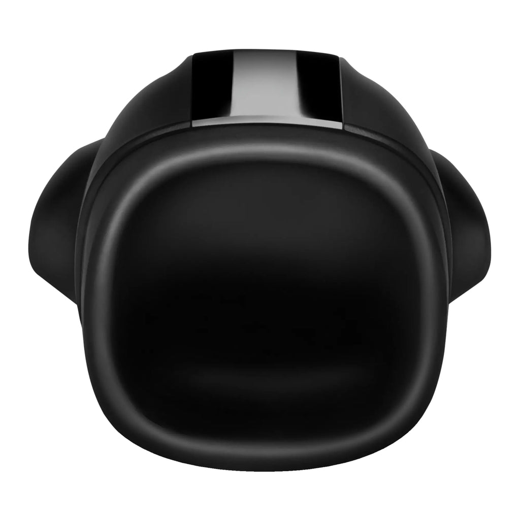 Black silicone car air freshener with sleek rounded design and silver accent strip for Satisfyer men vibration use