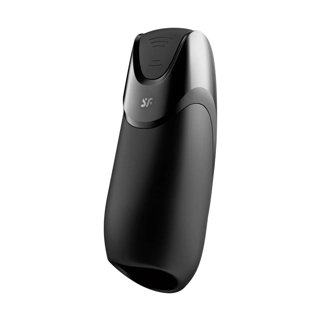Black and silver silicone-covered satisfyer men vibration plus with sleek ergonomic design personal pleasure device