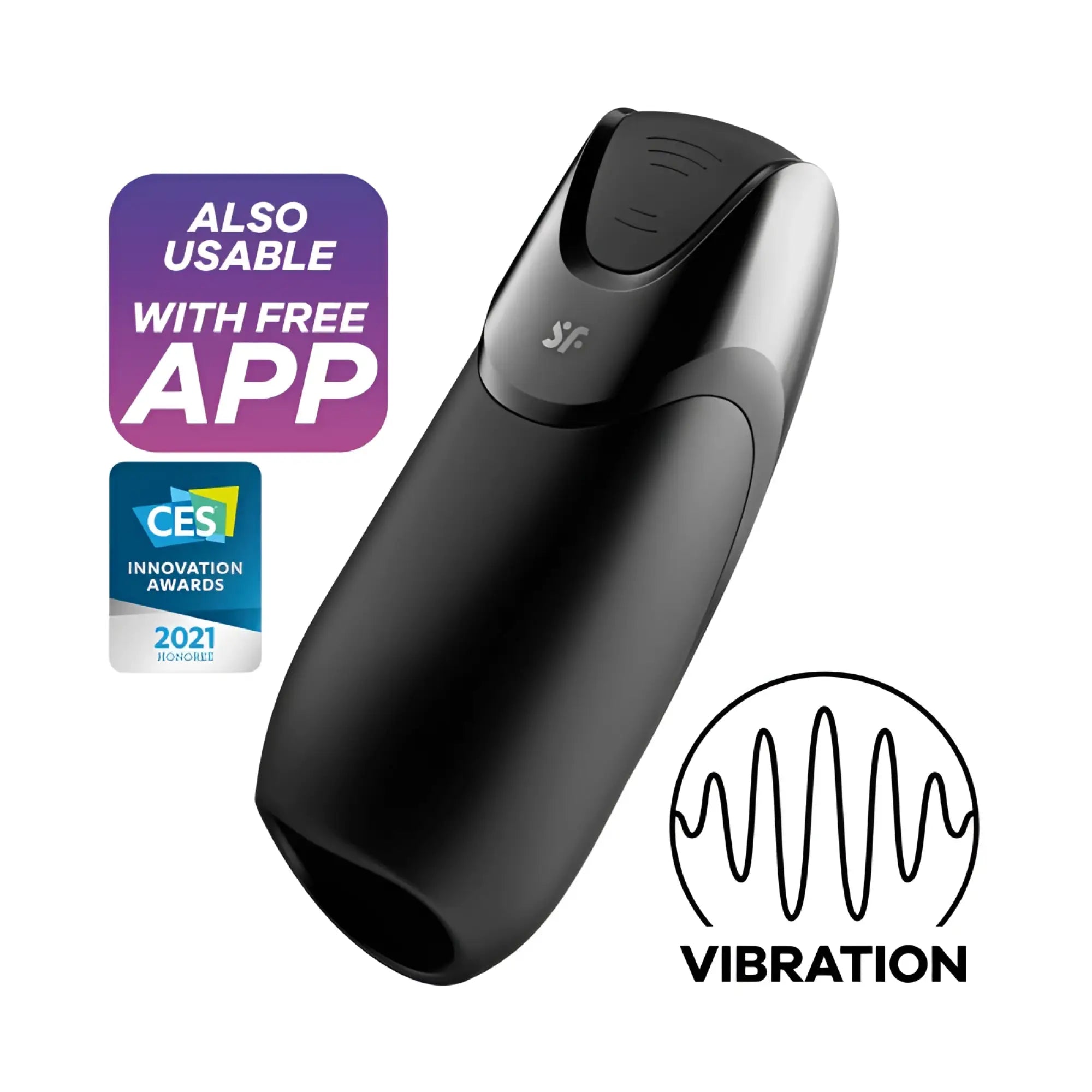 Black and silver satisfyer men vibration plus vibratory device with sleek ergonomic design for pleasurable use