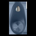 Blue silicone adult toy satisfyer mighty one connect app with a white button on top for hands-free stimulation